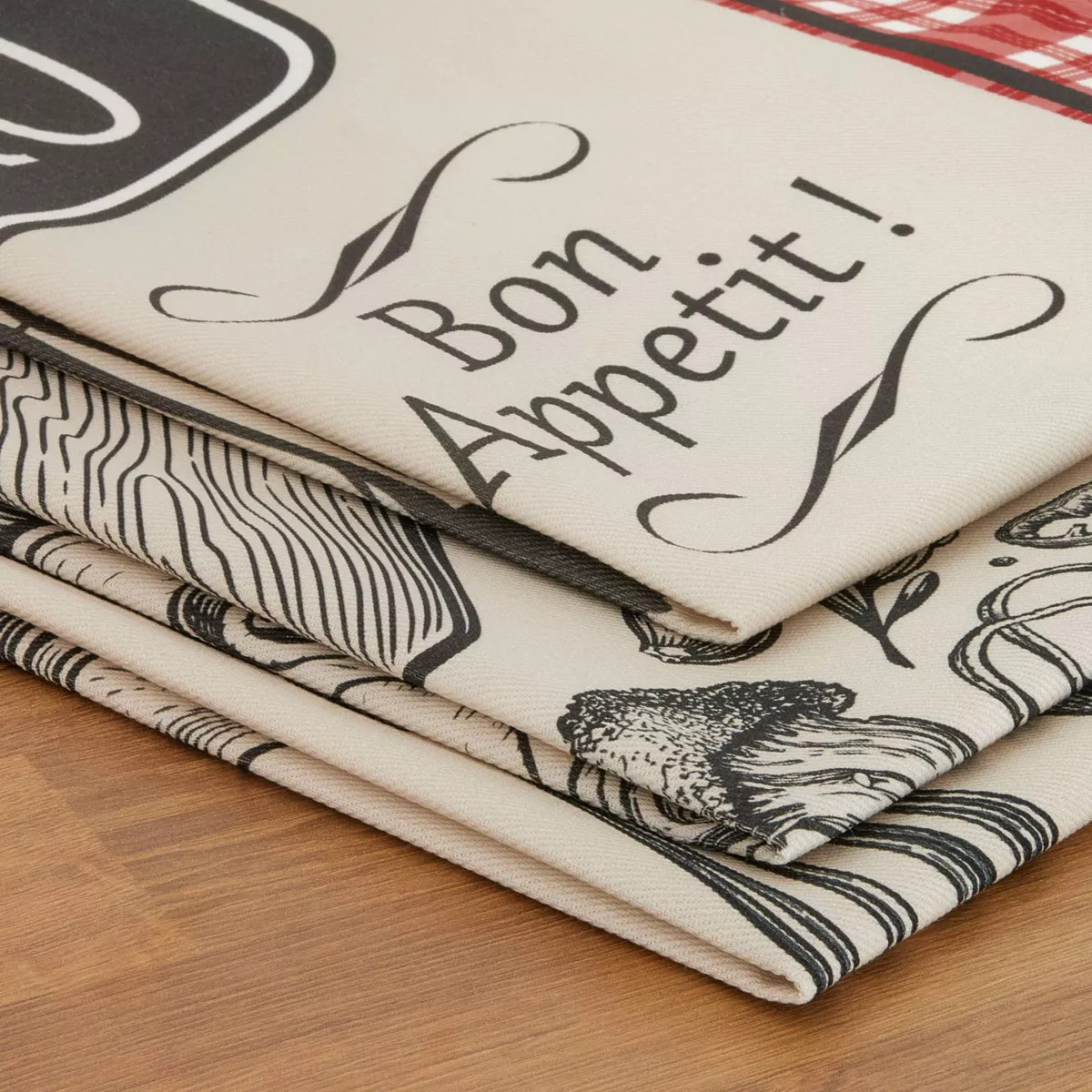 Set di 3 strofinacci in cotone (50 x 70 cm) Bistro Rosso