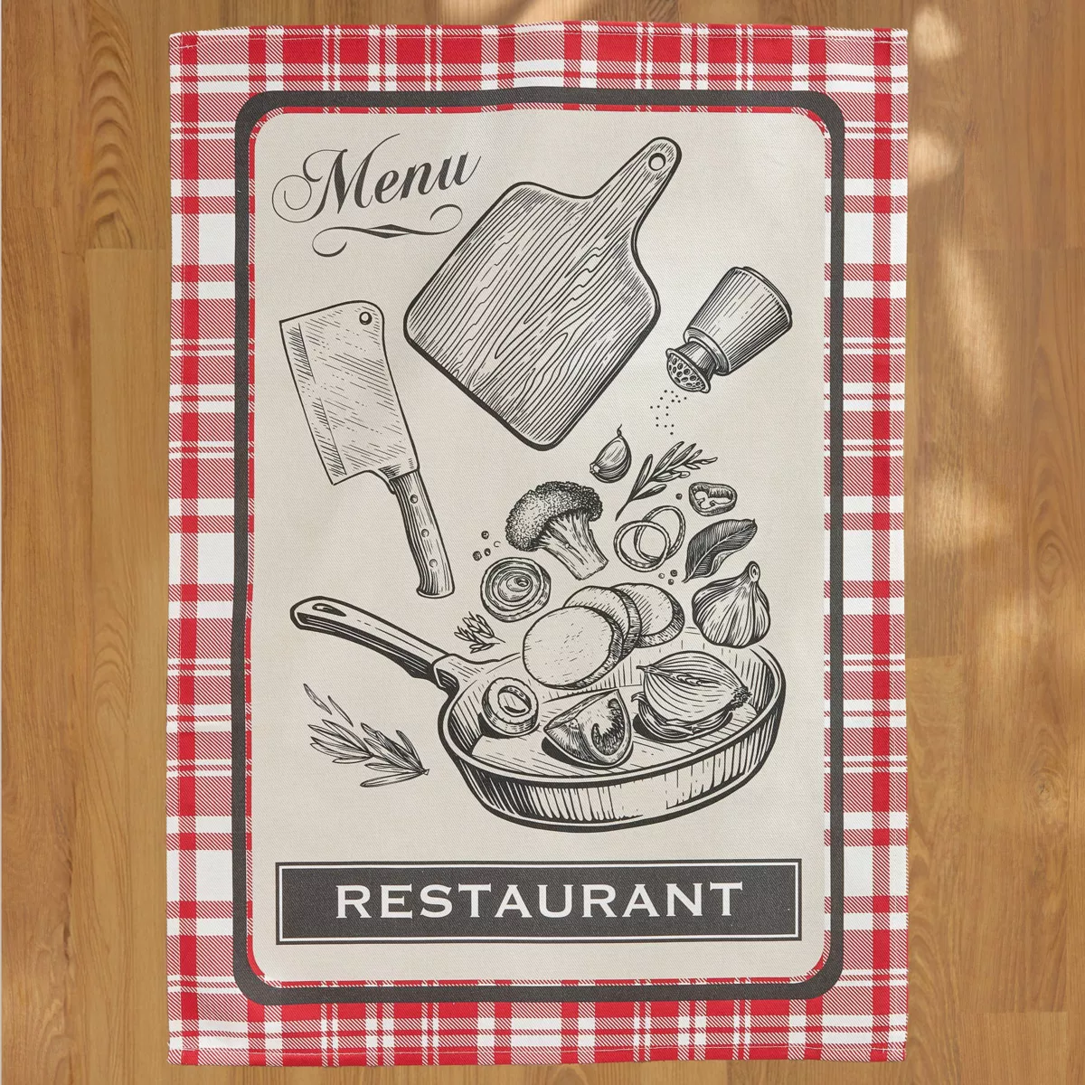 Set di 3 strofinacci in cotone (50 x 70 cm) Bistro Rosso