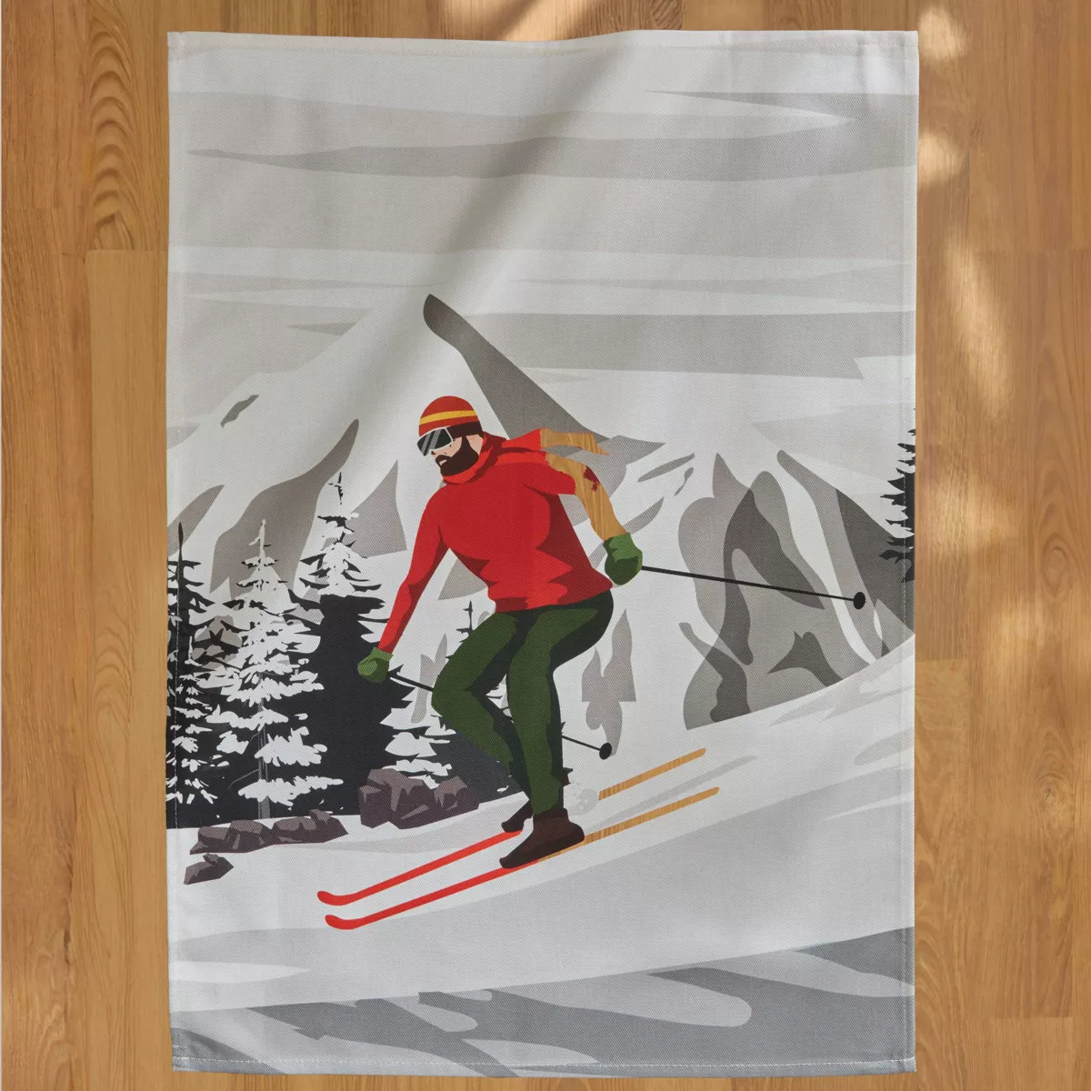 Set di 3 strofinacci in cotone (50 x 70 cm) Skis Multicolore
