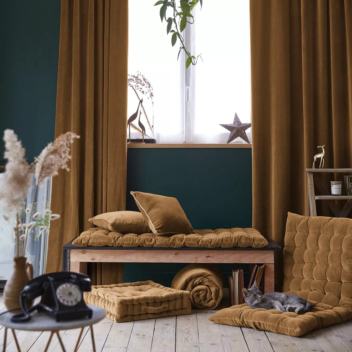 Coussin rectangulaire velours de coton (40 x 60 cm) Victor Camel