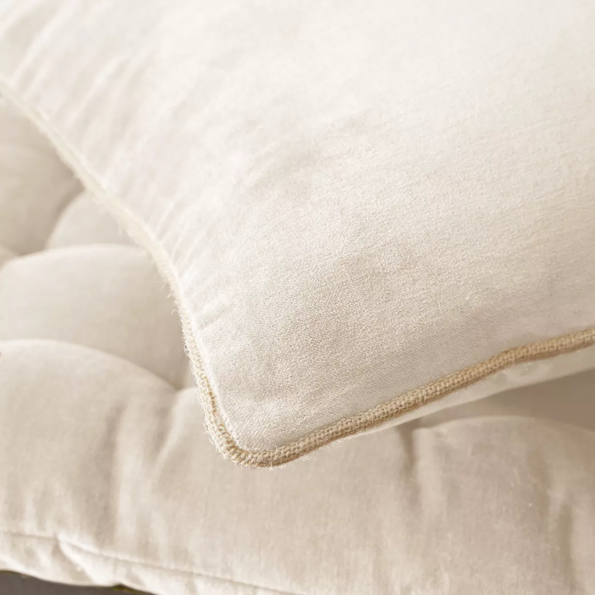 Coussin rectangulaire velours de coton (40 x 60 cm) Victor Beige pampa