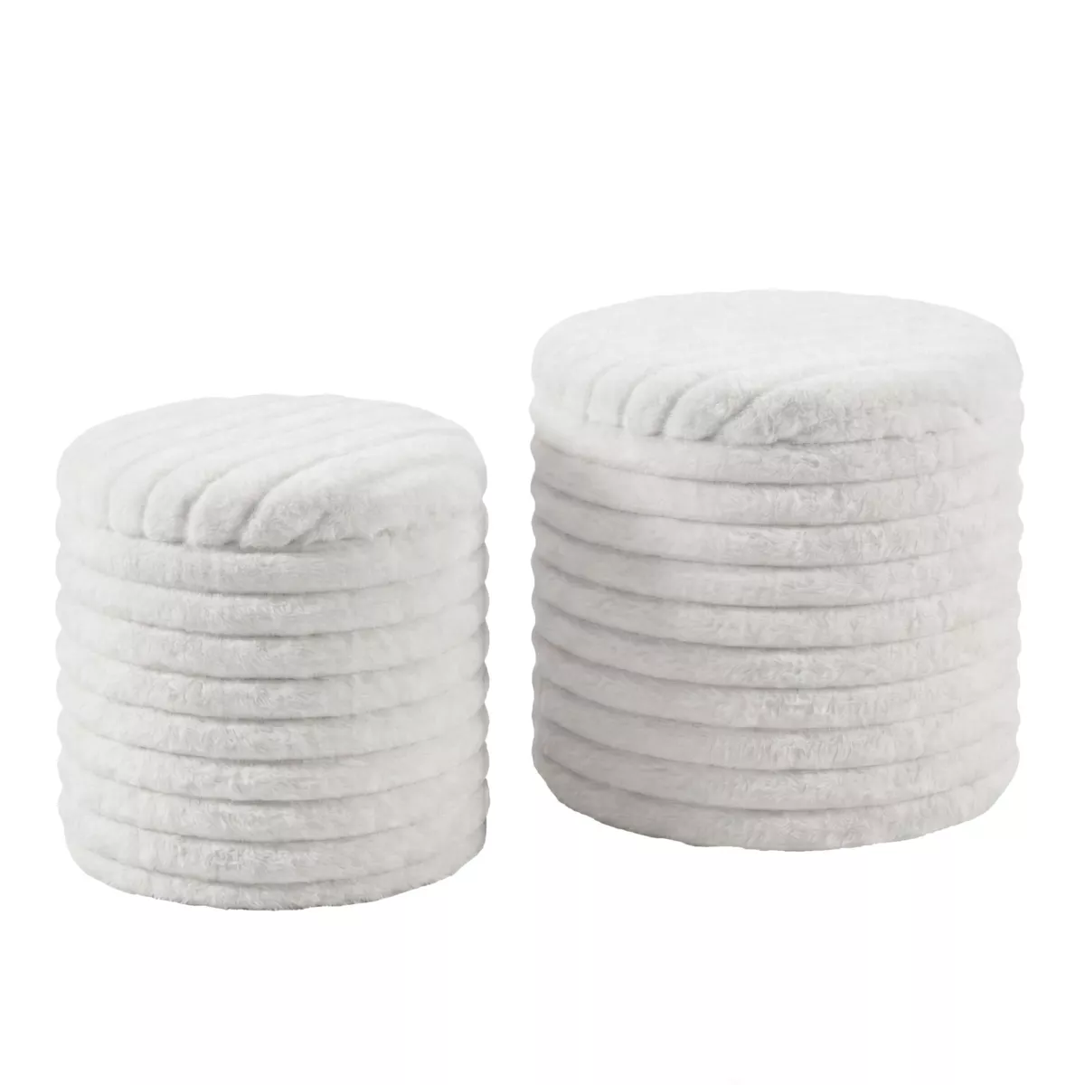 Conjunto de 2 pufs (Altura 32 y 42 cm) Velmo Beige