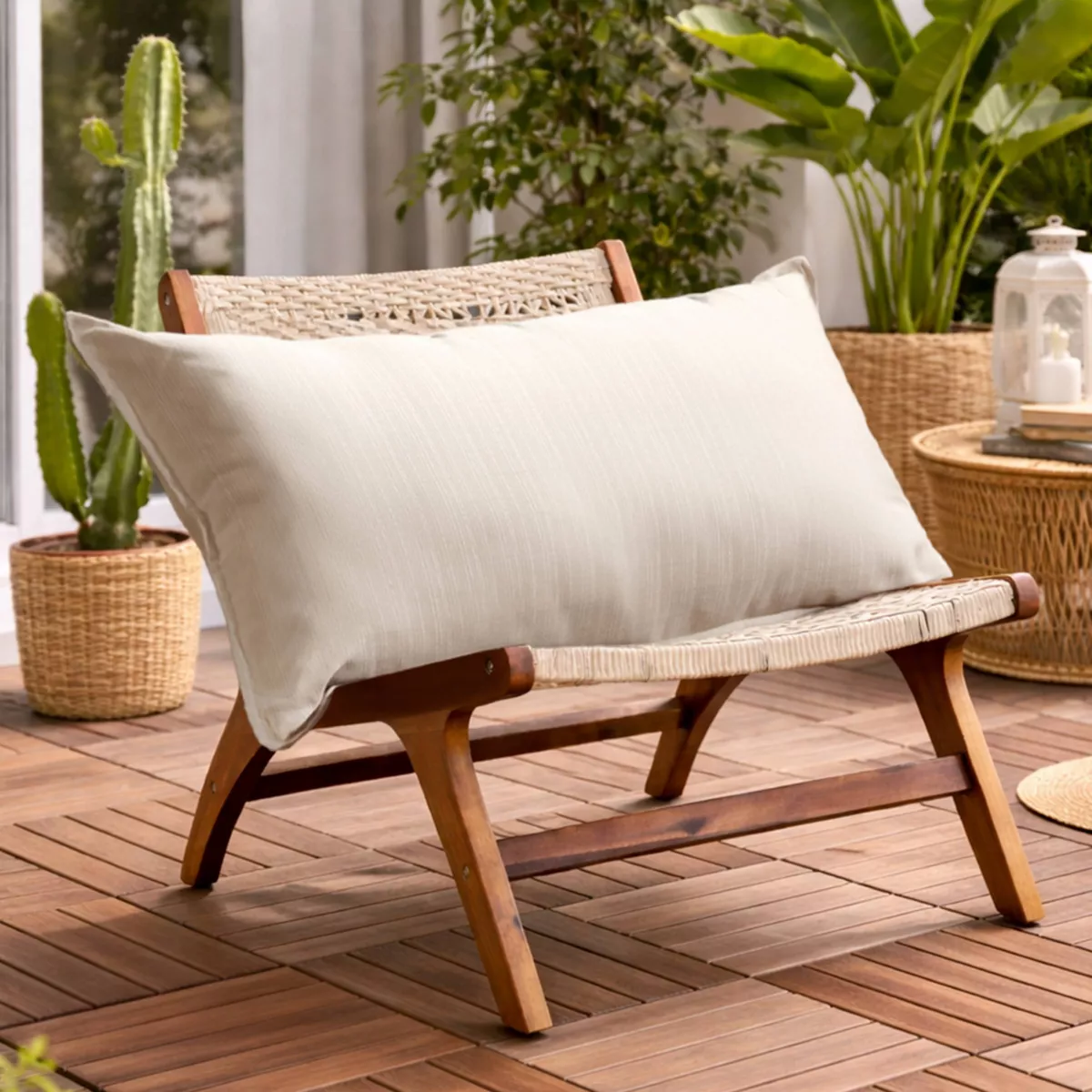 Rechteckiges Outdoor-Kissen (50 x 80 cm) Sunset Cremeweiß - Outdoor Textilien