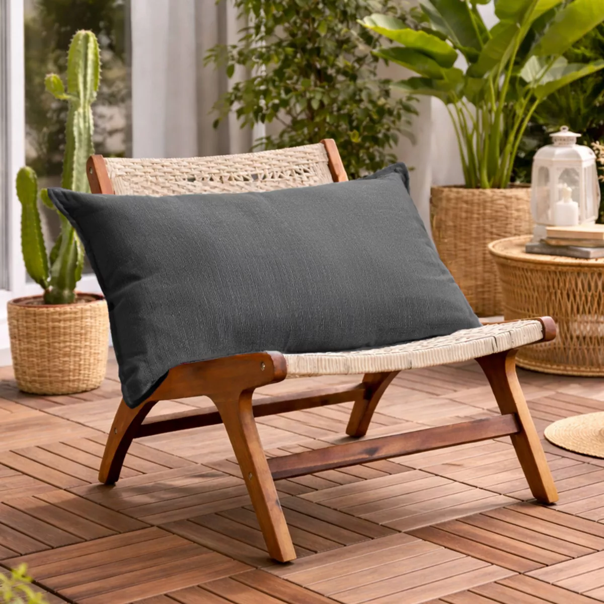 Cojín exterior rectangular (50 x 80 cm) Sunset Gris antracita