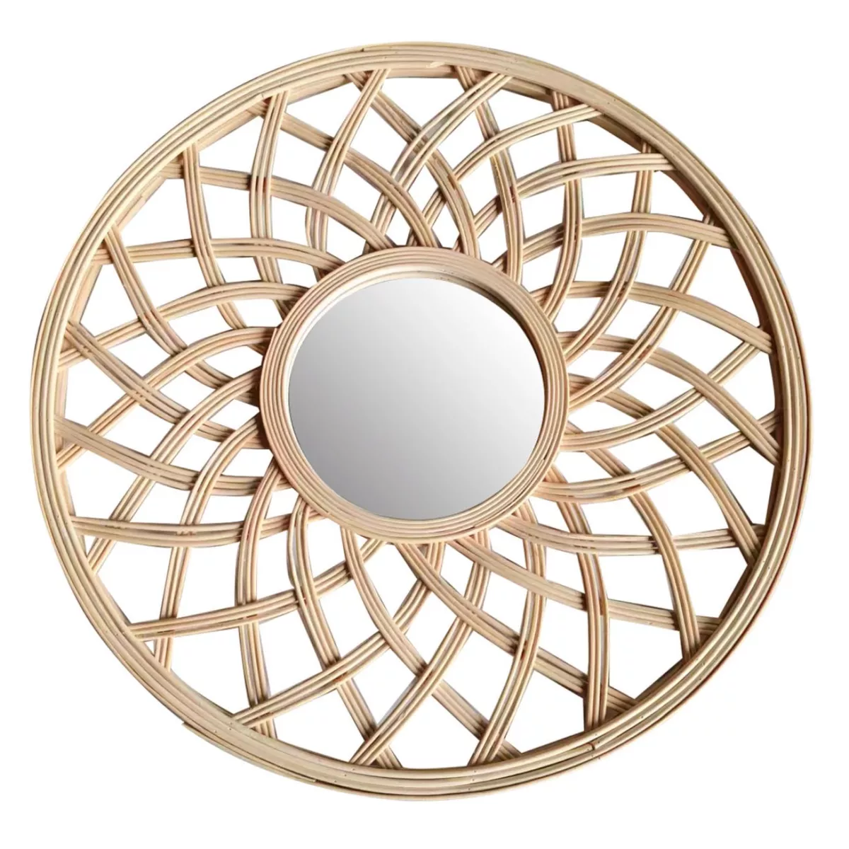 Specchio da parete in bambù (D44.5 cm) Orenna Beige
