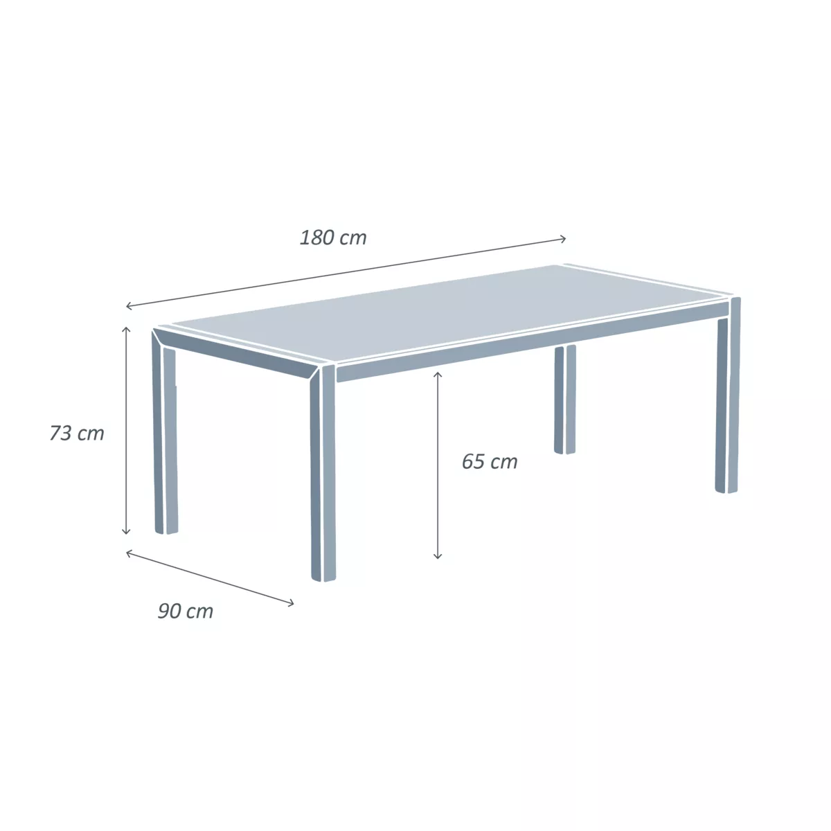 Mesa de jardín 8 personas Aluminio/Cerámica Modena (180 x 90 cm) - Blanco/Gris