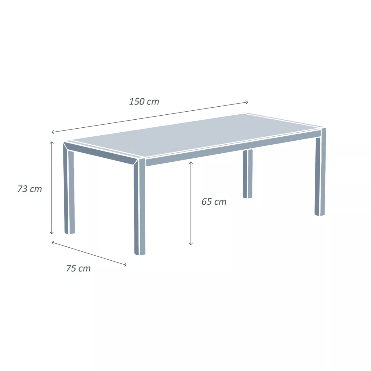 Table de jardin en aluminium et céramique 6 places (150 x 75 cm) Modena Blanc