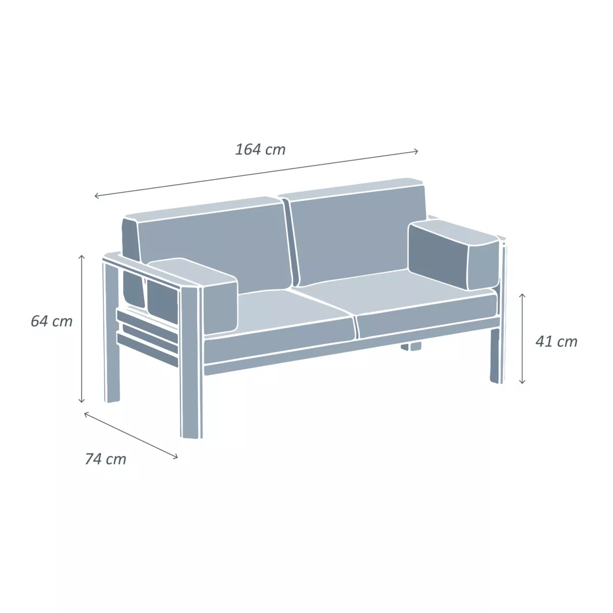 Canapé de jardin en aluminium 2 places Ostara Blanc et taupe