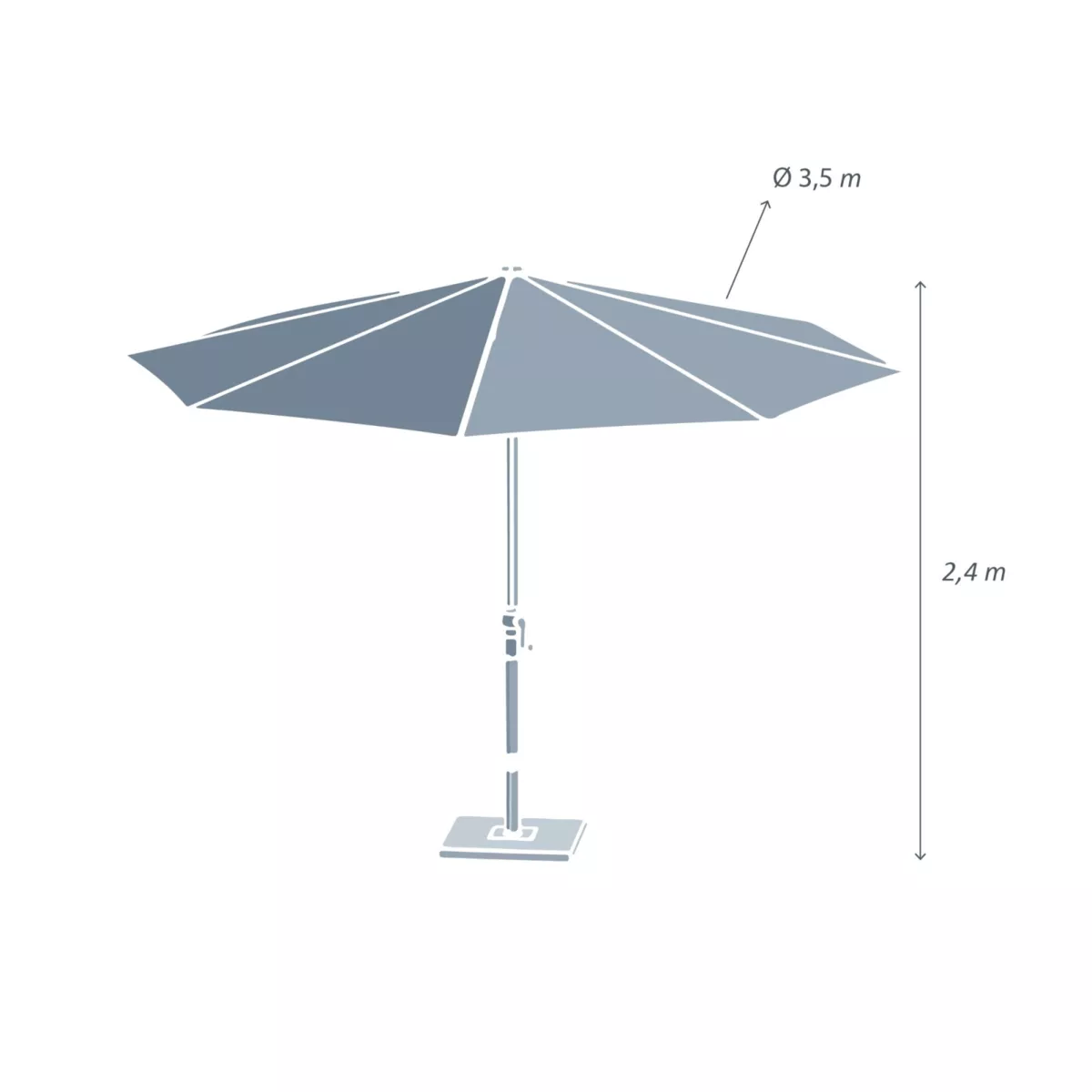Parasol rond aluminium (D3,5 m) Yucatan Gris et gris anthracite