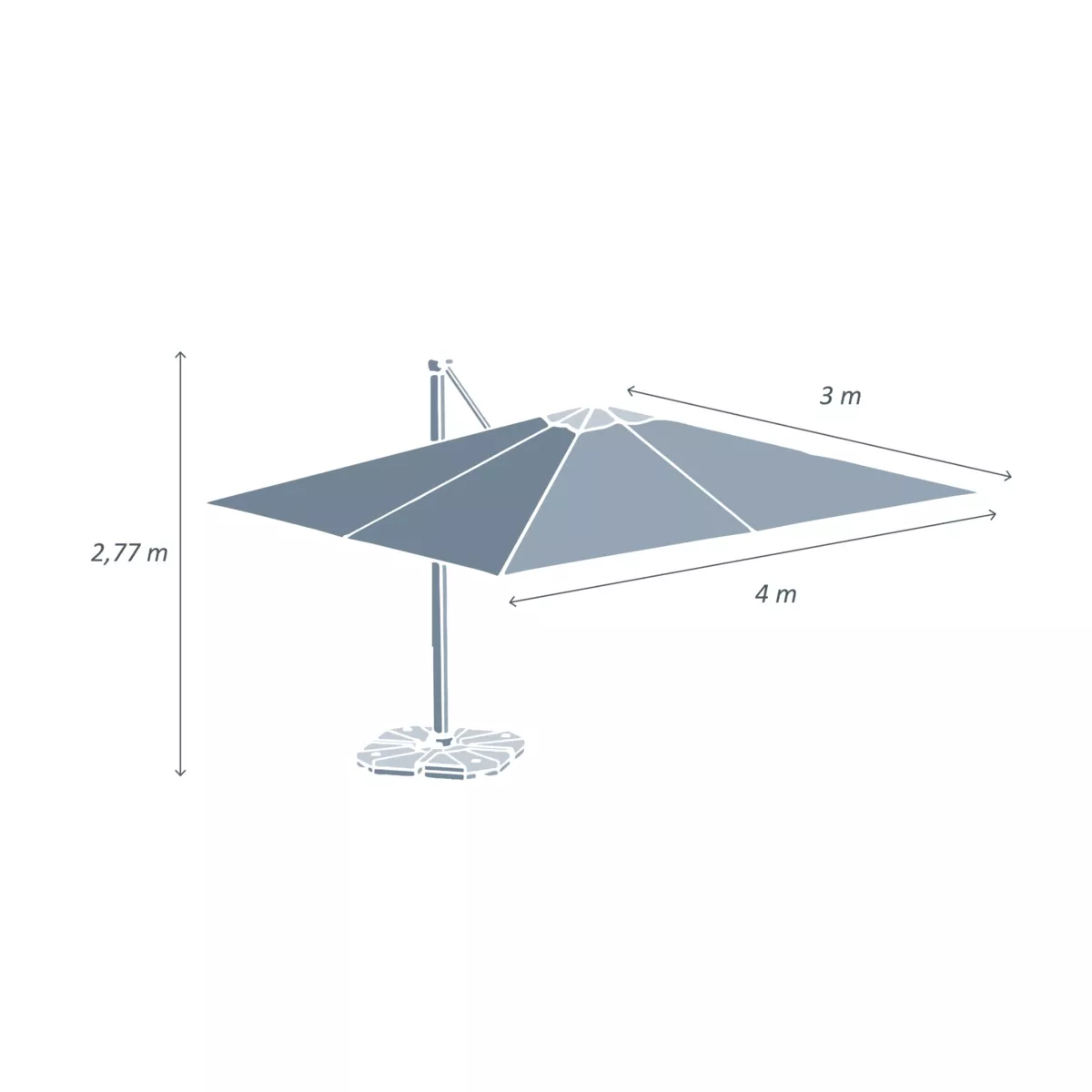 Parasol déporté rectangulaire aluminium (4 x 3 m) Yucatan effet Bois et gris anthracite