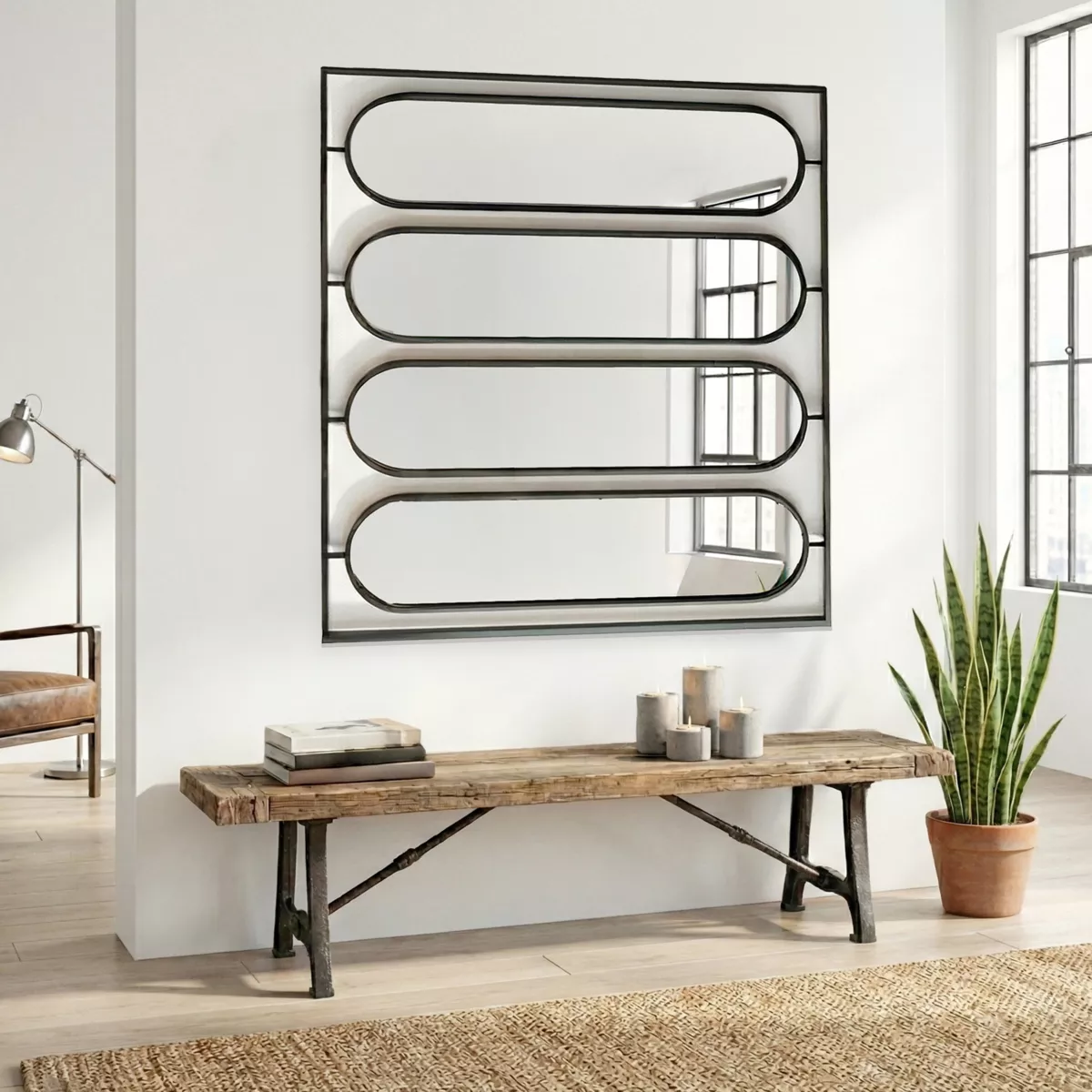 Grande specchio da parete (127 cm) Indio Nero