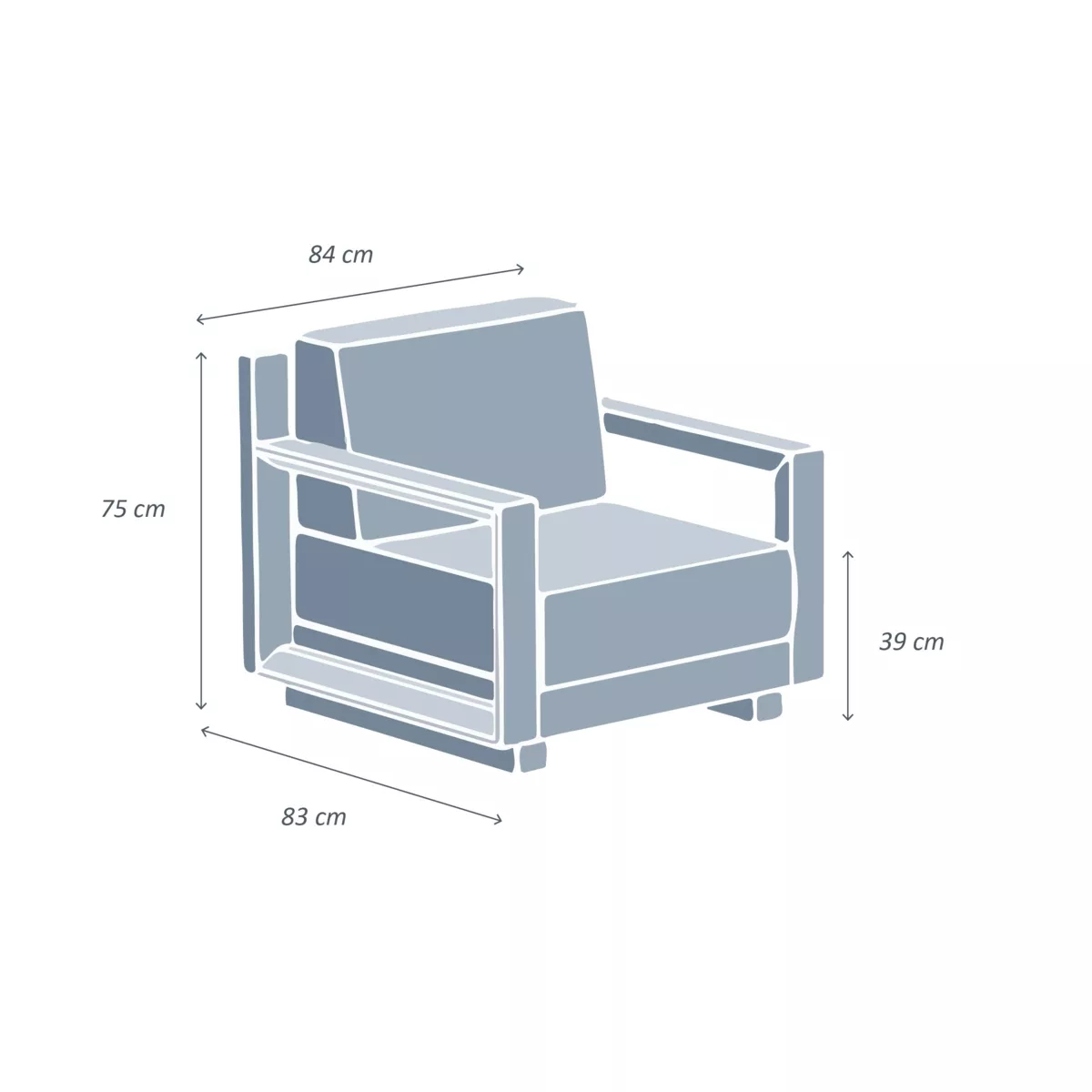 Fauteuil de jardin détente en aluminium Elba Gris anthracite et gris clair