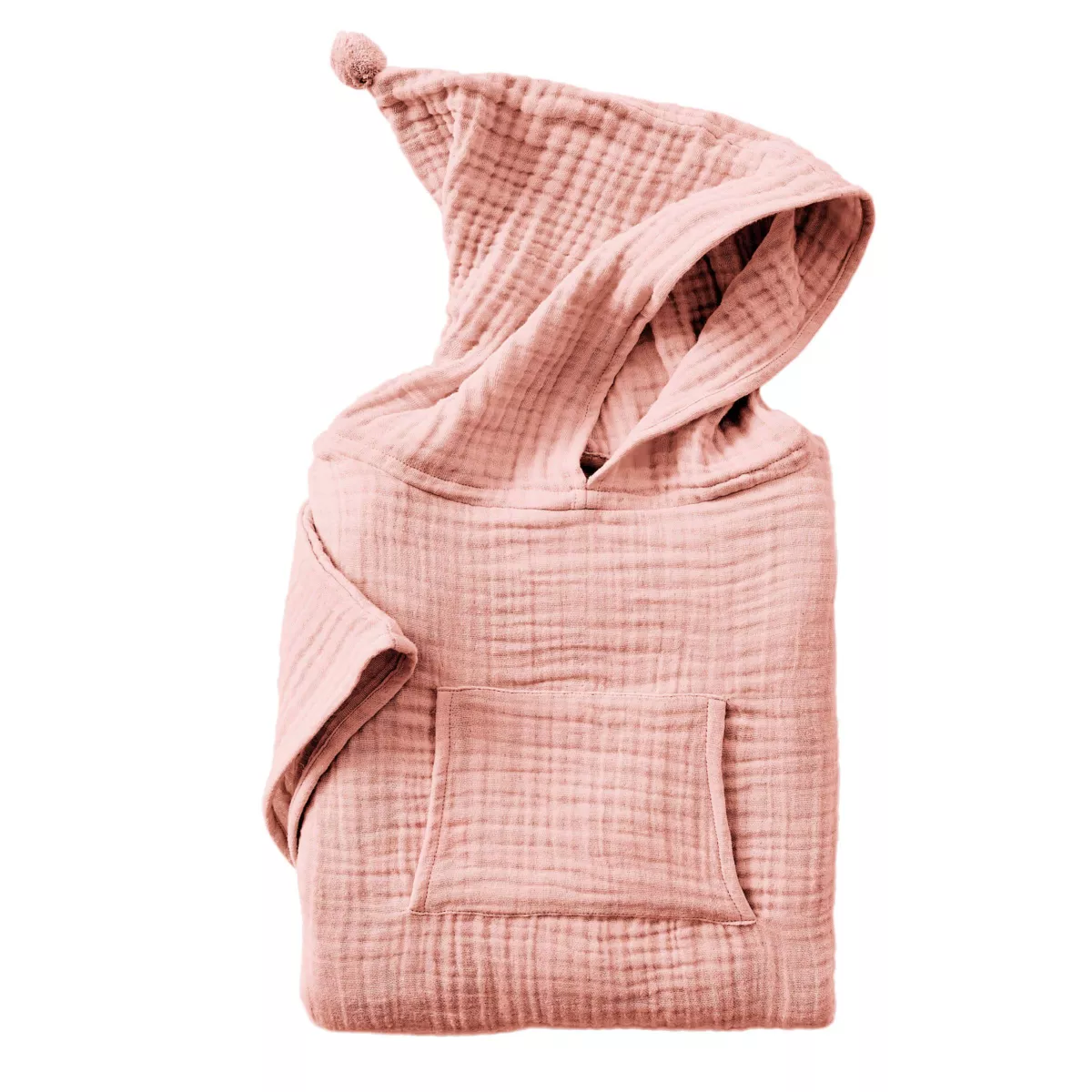 Kinderponcho Baumwoll-Gaze 6/10 Jahre Gaïa Pfirsichrosa