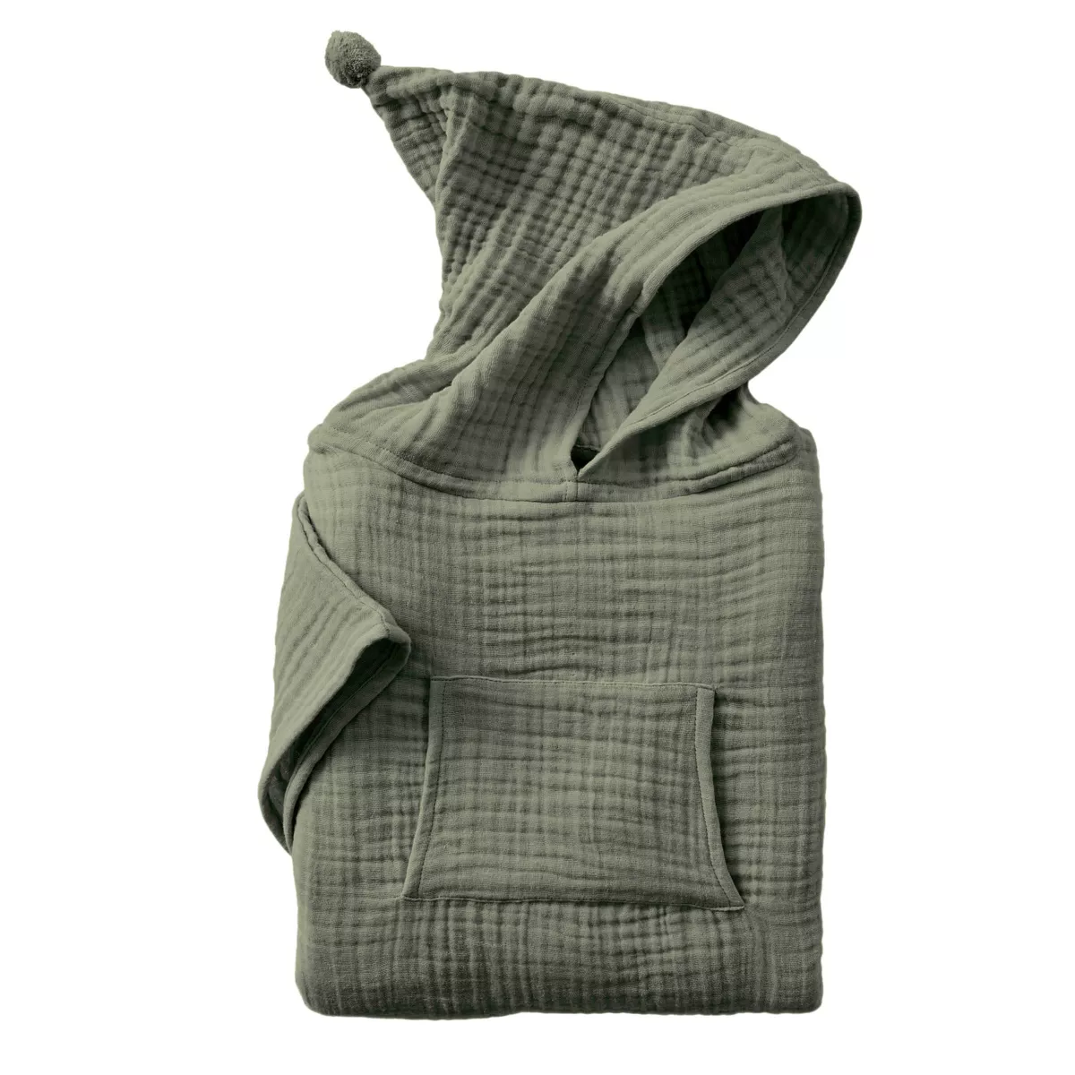 Børnebadeponcho i bomuldsgaze 6/10 år Gaïa Rosmarin Grøn