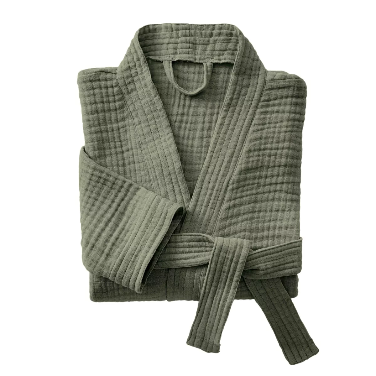 Peignoir de bain gaze de coton L/XL Gaïa Vert romarin
