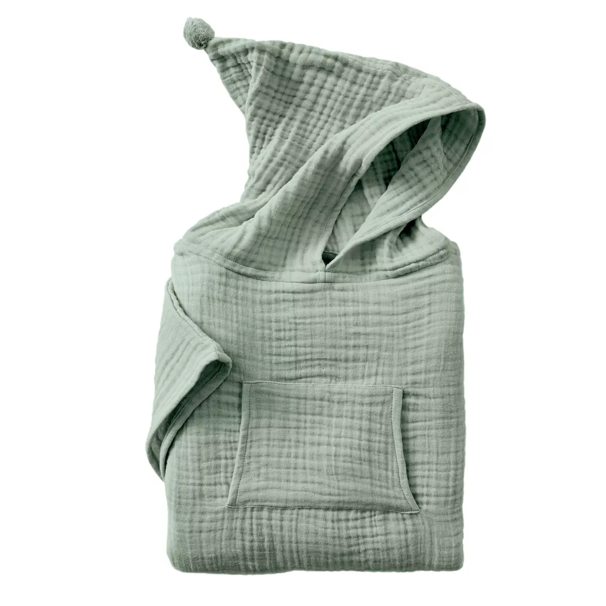 Poncho de bain enfant gaze de coton 2/5 ans Gaïa Vert eucalyptus