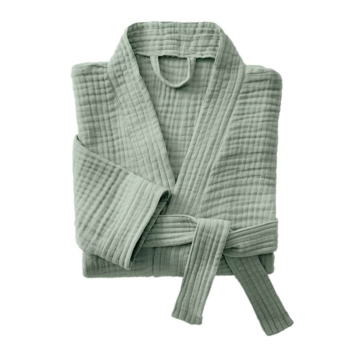 Peignoir de bain gaze de coton L/XL Gaïa Vert eucalyptus