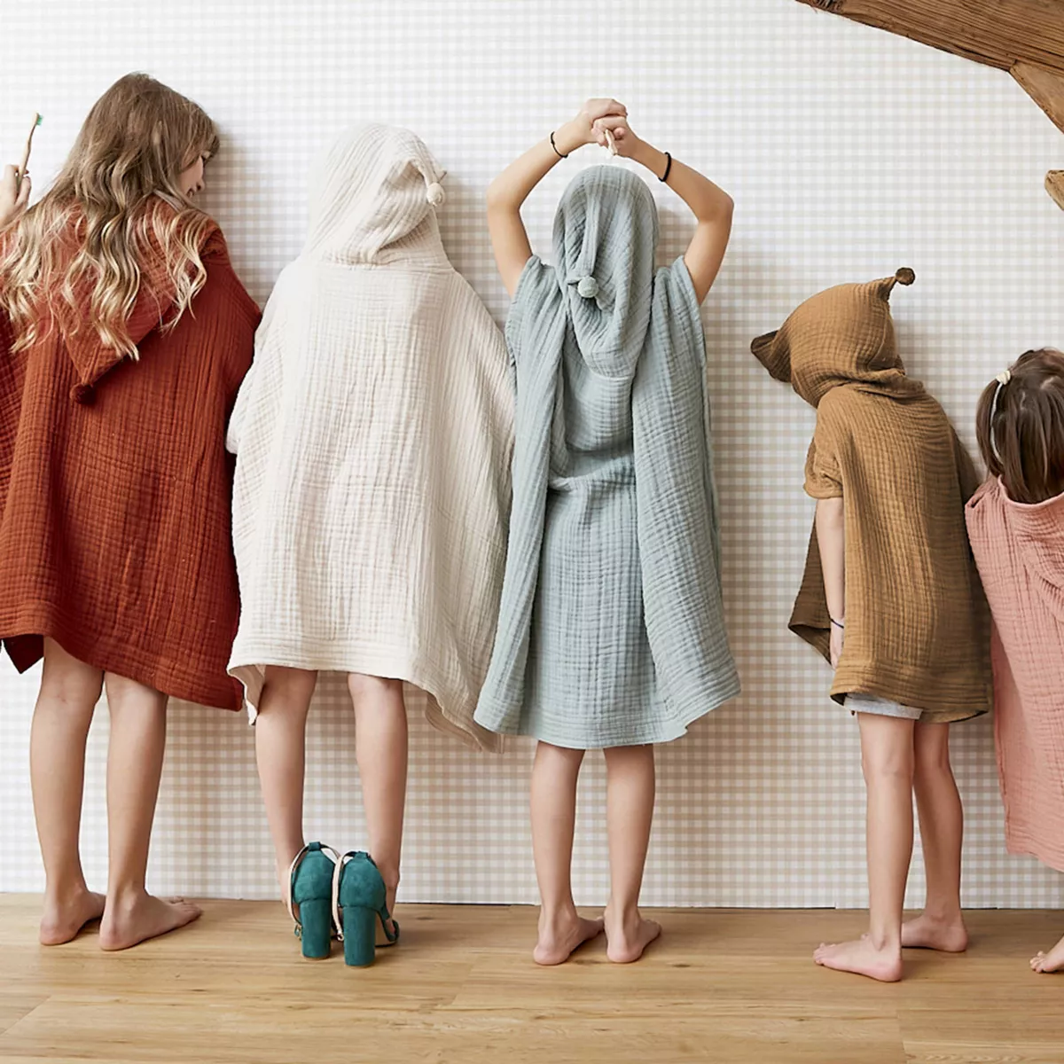 Poncho da bagno per bambini in garza di cotone 2/5 anni Gaïa Terracotta