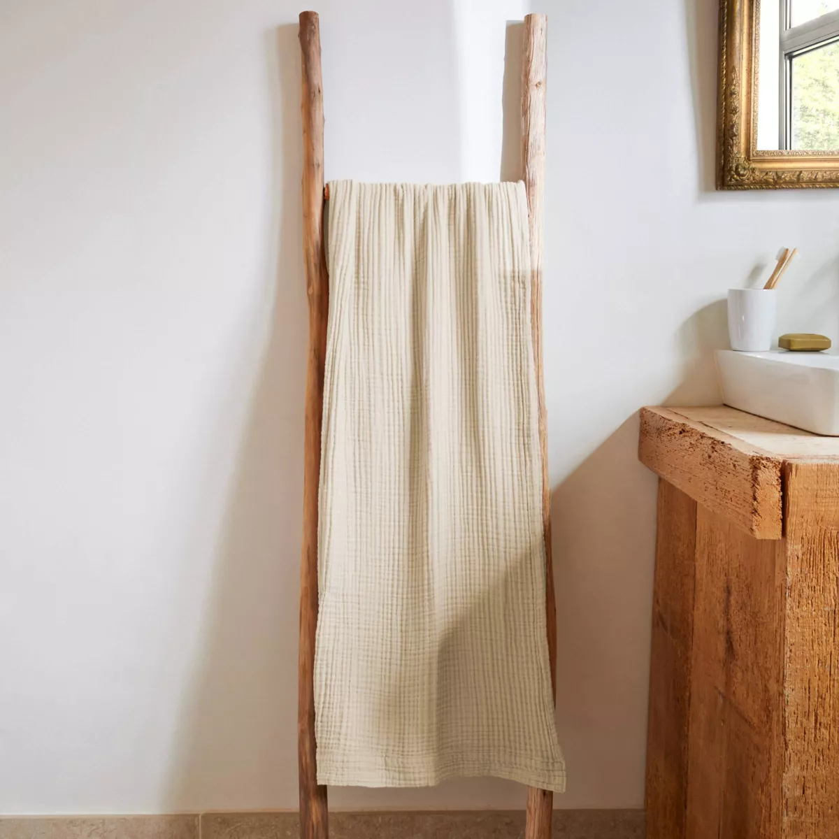 Badhanddoek katoengaas (90 x 150 cm) Gaïa Beige