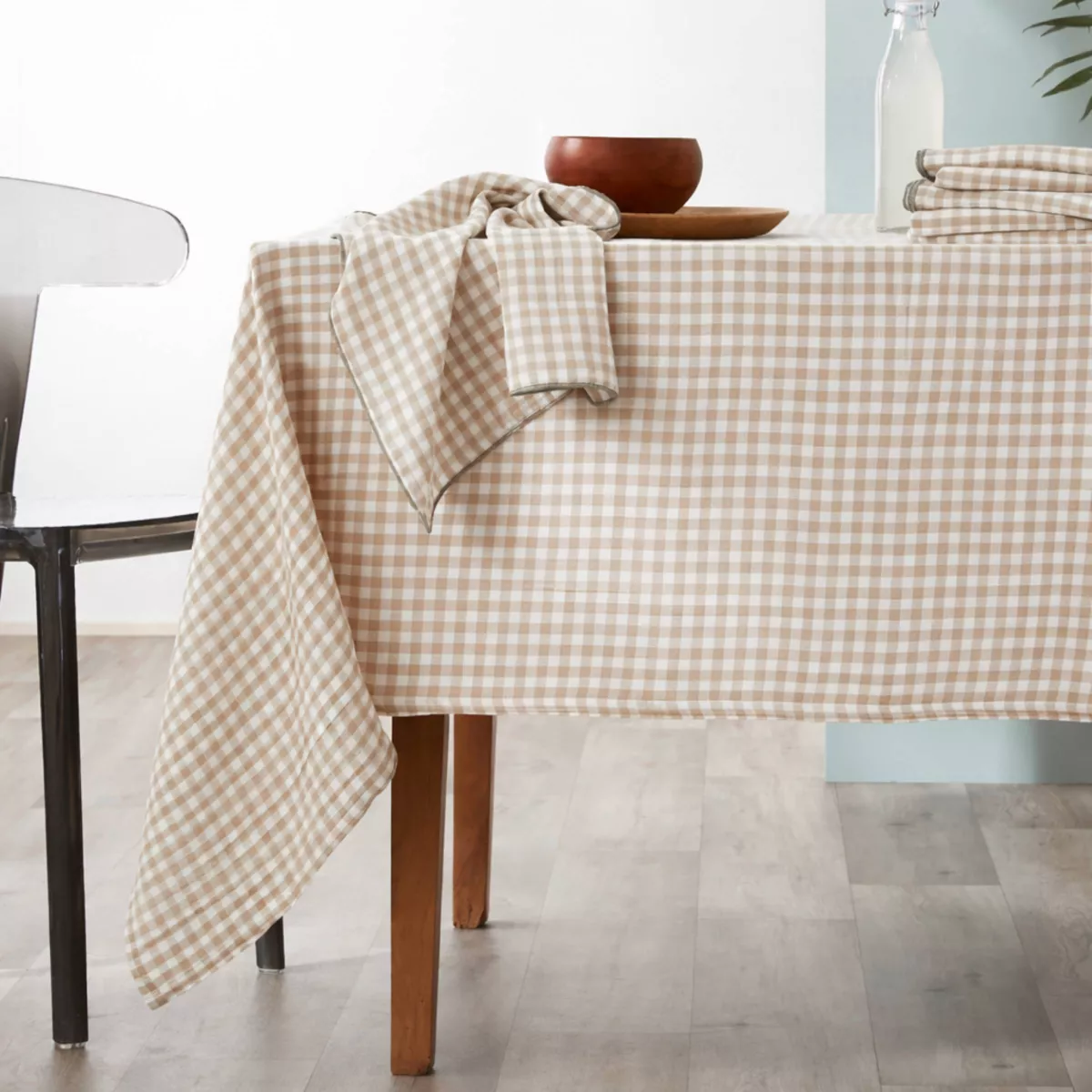 EM - Lot de 2 essuie-mains 50 x 70 cm Gaze de coton tissŽe teinte GAìA VICHY Ficelle