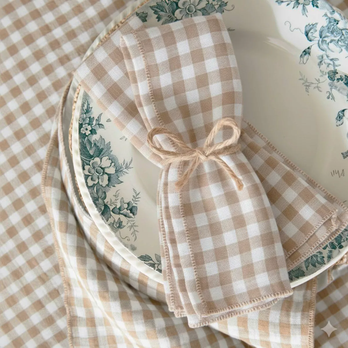 Lote de 3 servilletas de gasa de algodón (40 x 40 cm) Gaïa vichy Ficelle