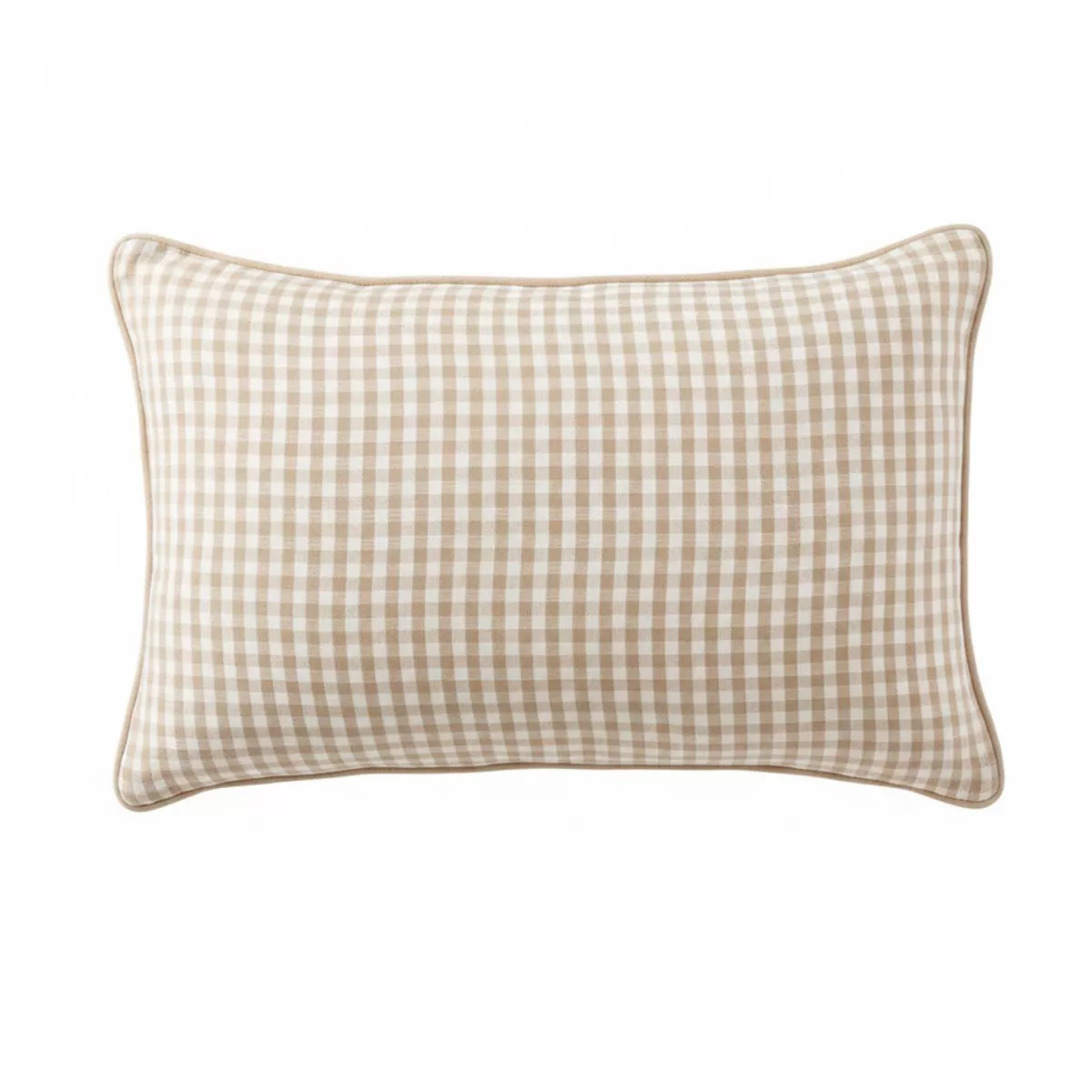 EM - Coussin dŽhoussable avec passepoil 40 x 60 cm Gaze de coton tissŽe teinte GAìA VICHY Ficelle