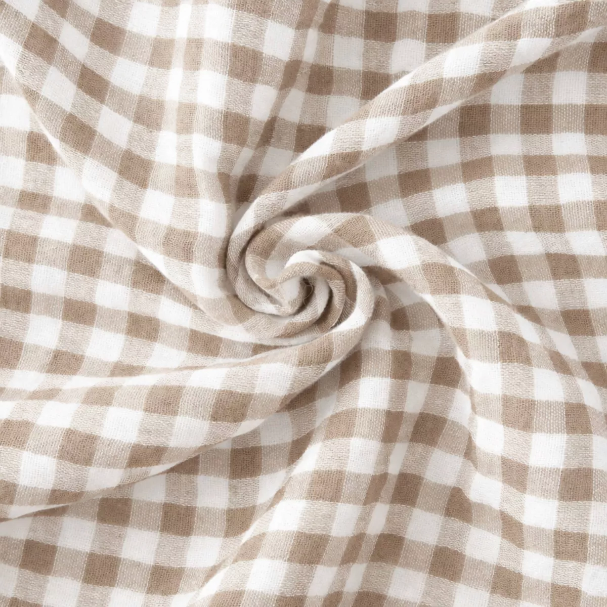 EM - Taie d'oreiller 60 x 60 cm Gaze de coton tissŽe teinte GAìA VICHY Ficelle