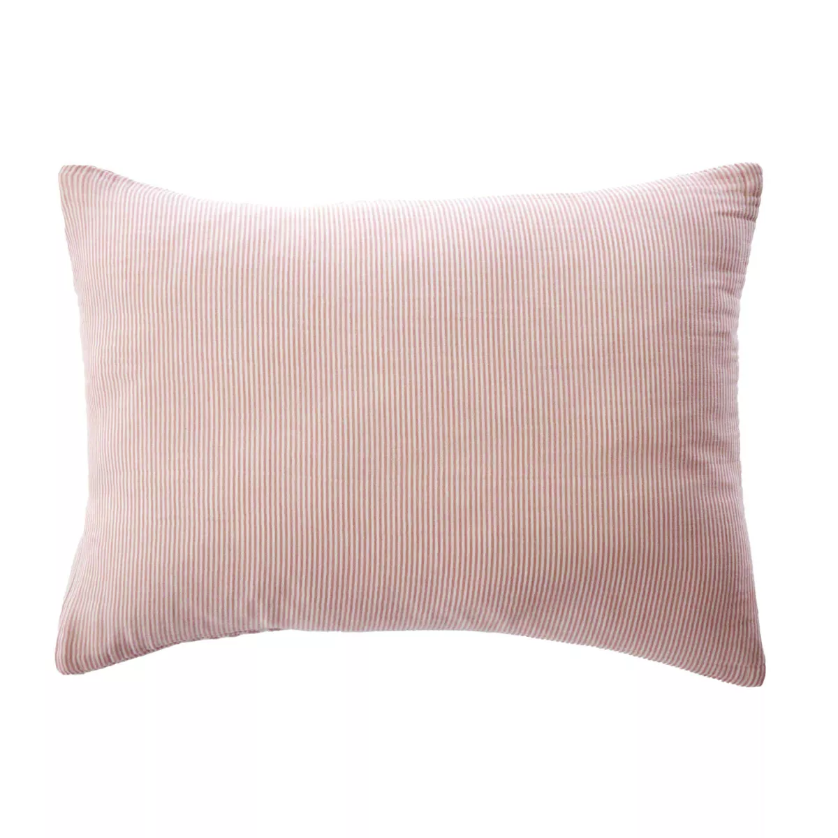 EM - Taie d'oreiller 50 x 70 cm Gaze de coton tissŽe teinte GAìA RAYURES Abricot