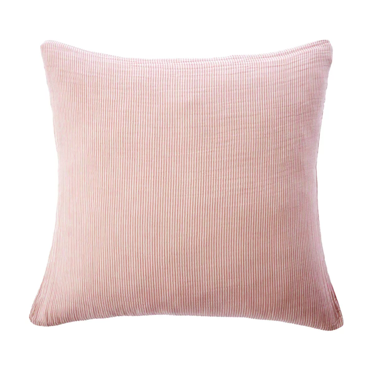 Federa per cuscino quadrata in garza di cotone (80 x 80 cm) Gaïa a righe Albicocca