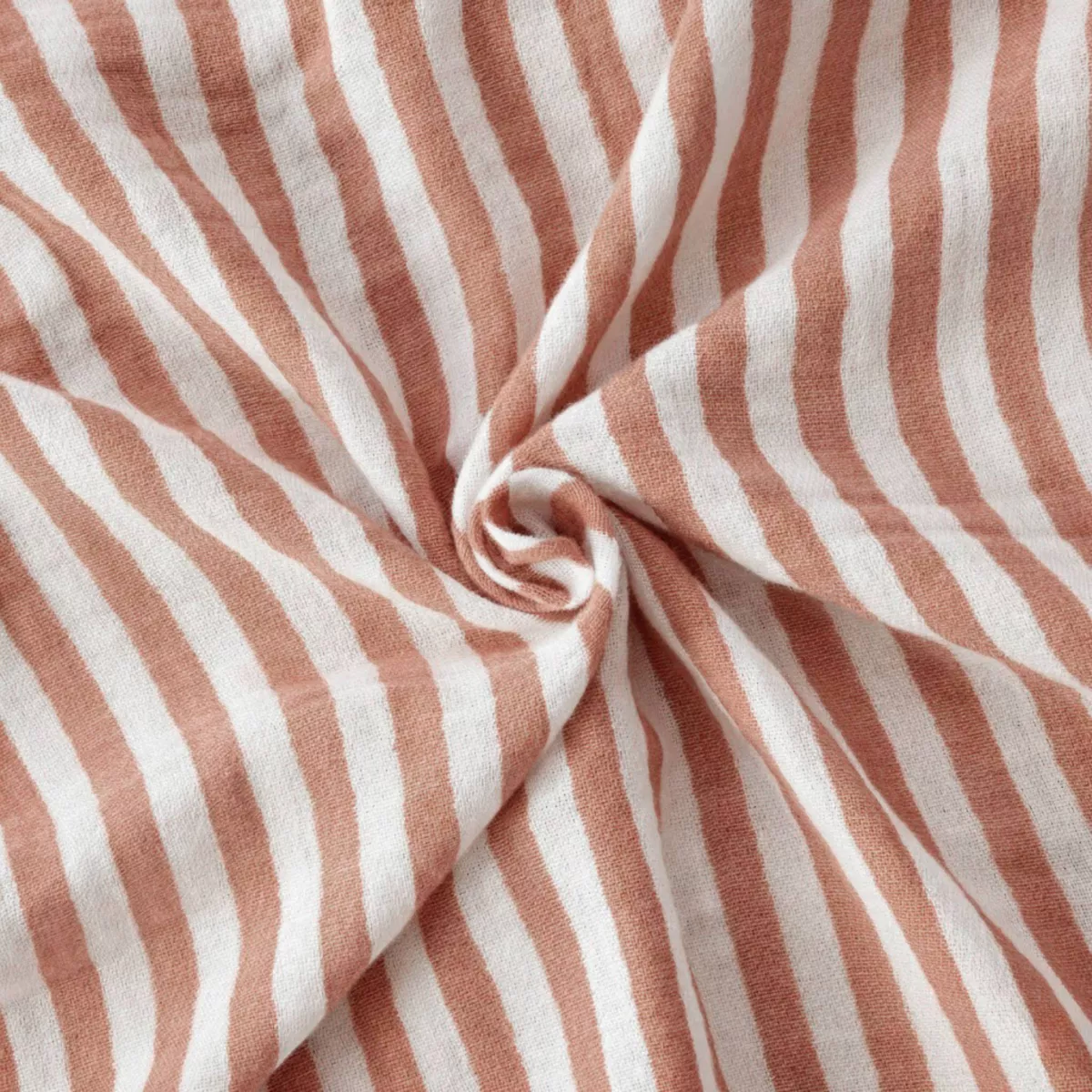 EM - Taie d'oreiller 60 x 60 cm Gaze de coton tissŽe teinte GAìA RAYURES Abricot