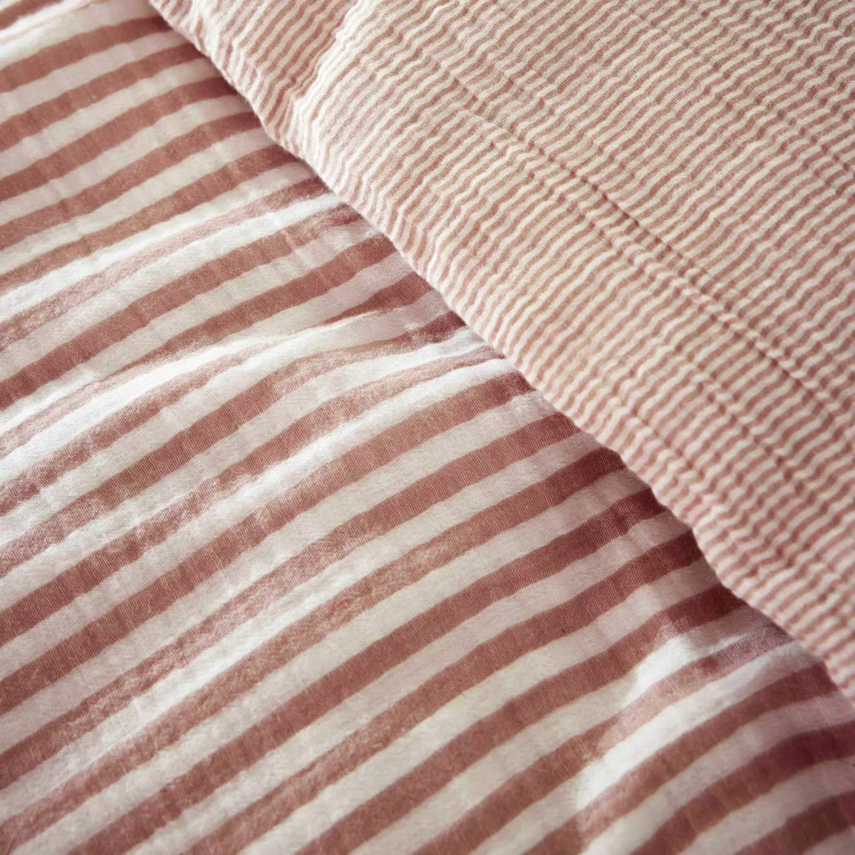 Copripiumino in garza di cotone (280 x 240 cm) Gaïa righe Albicocca