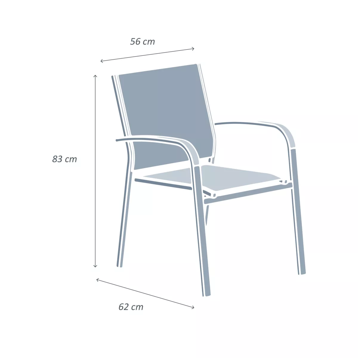 Fauteuil de jardin alu empilable Murano - Gris anthracite 6