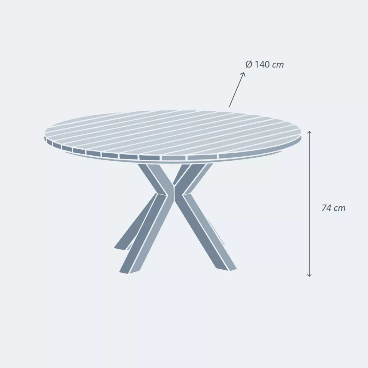 Tavolo da giardino rotondo 8 posti Alluminio/Teck (Ø150 cm) Bali - Bianco