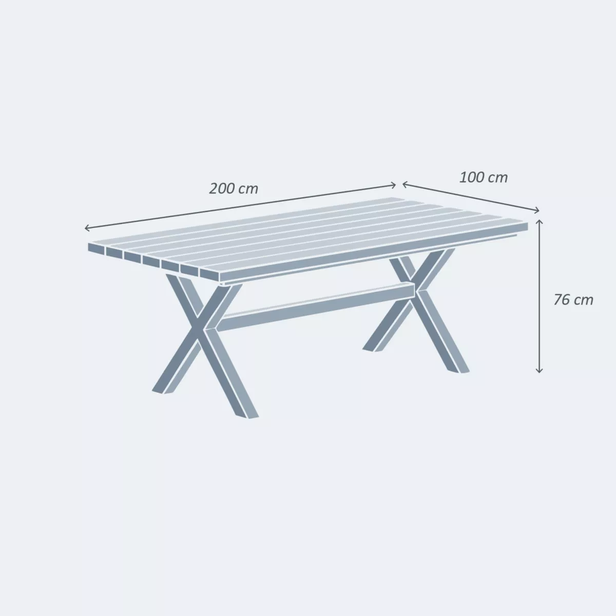 Table de jardin 8 places Aluminium/Teck Bali (200 x 100 cm) - Blanc 4