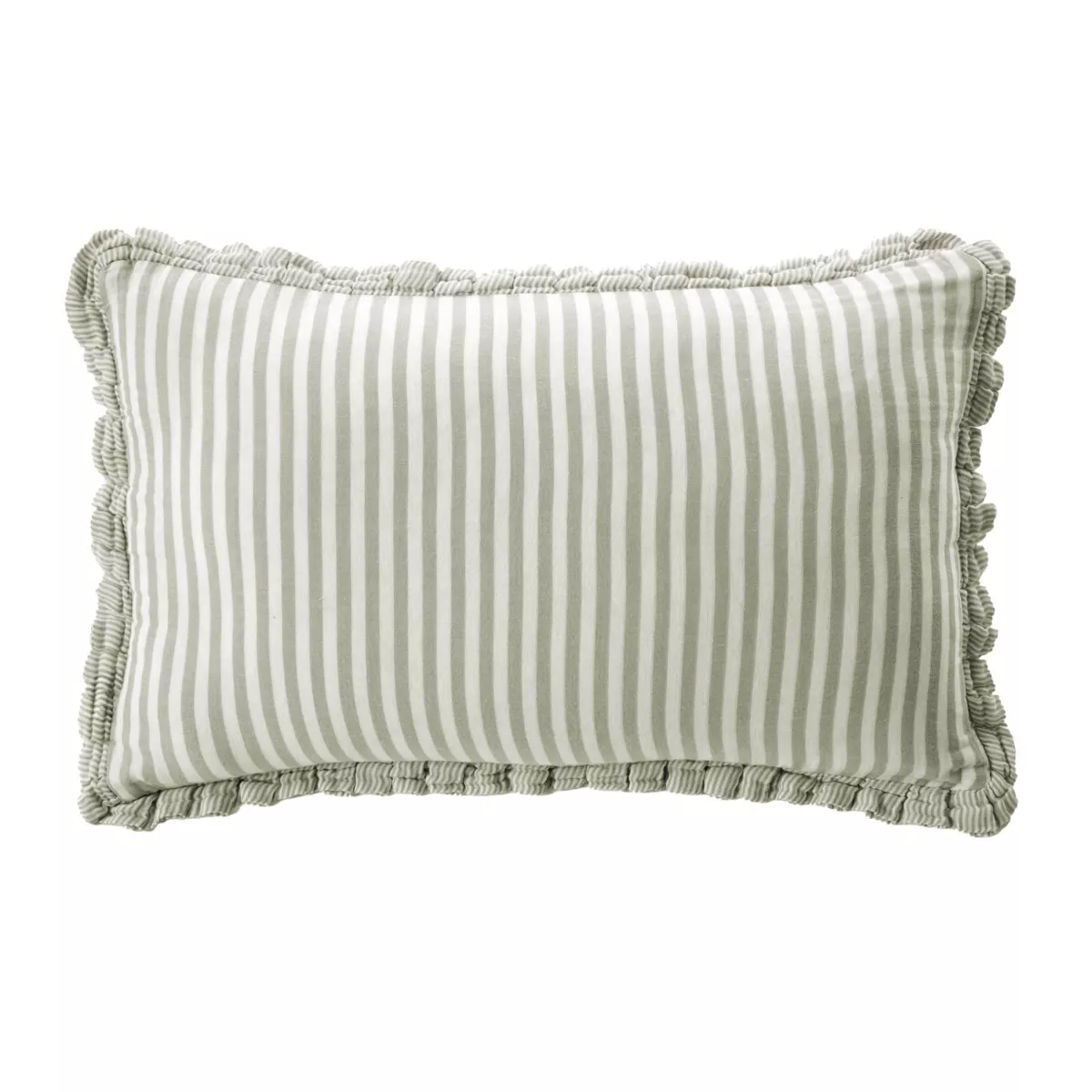 Cojín rectangular de gasa de algodón (40 x 60 cm) Gaïa rayas Verde eucalipto