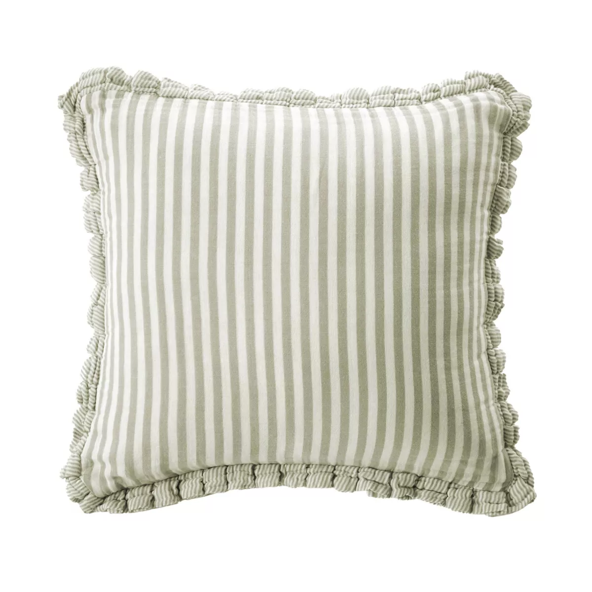 Cuscino quadrato in garza di cotone (45 x 45 cm) Gaïa a righe Verde eucalipto
