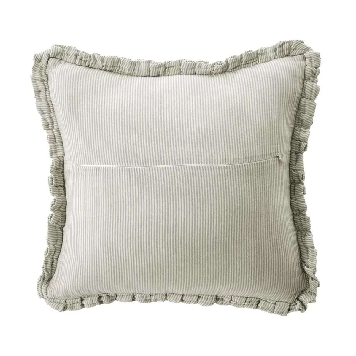 Cuscino quadrato in garza di cotone (45 x 45 cm) Gaïa a righe Verde eucalipto