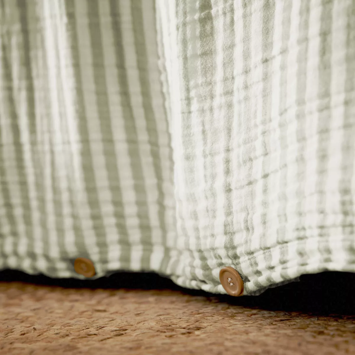 Funda nórdica gasa de algodón (280 x 240 cm) Gaïa rayas Verde eucalipto