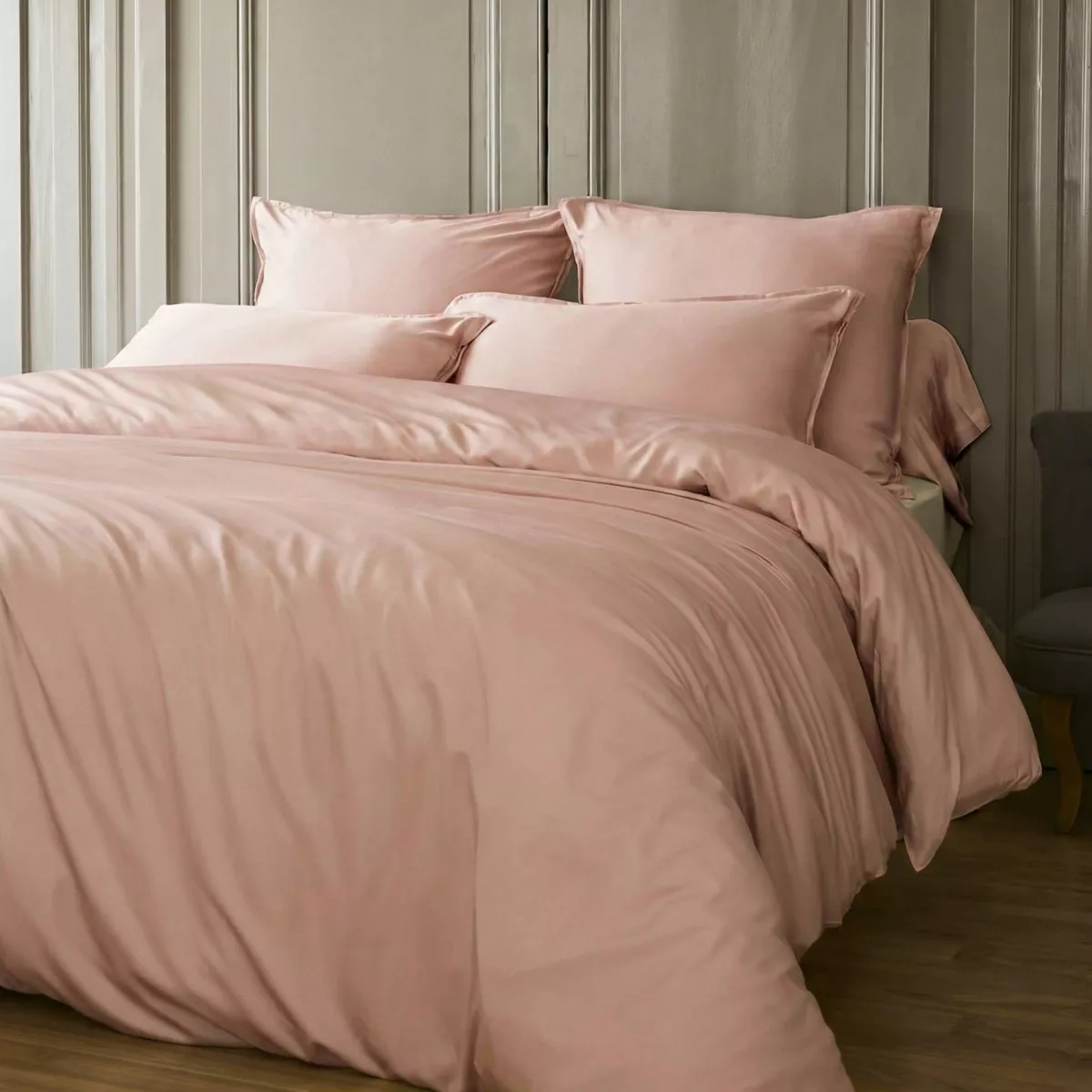 EM - Drap housse 160 x 200 cm Bambou SIENNA Blush