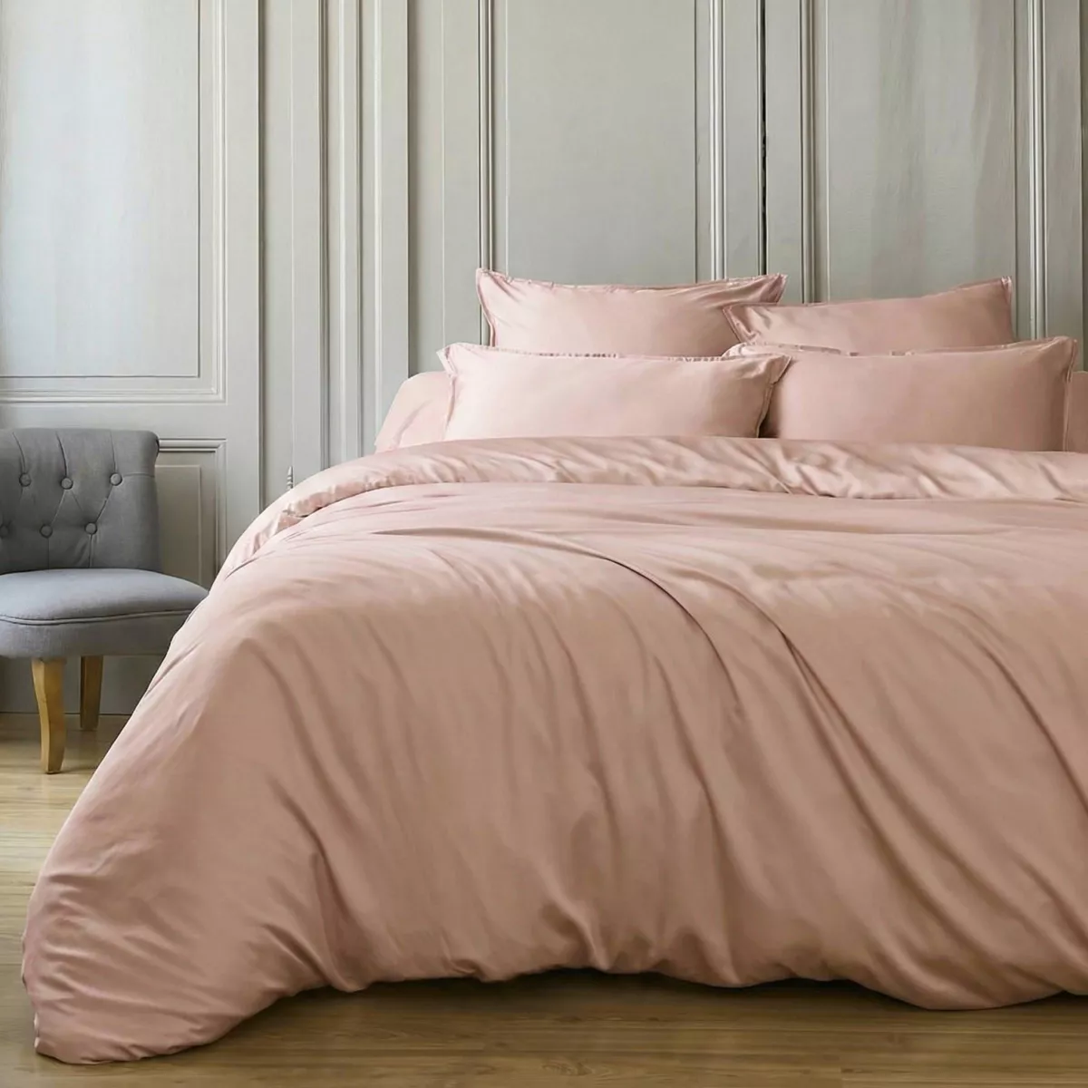Copripiumino in satin di bambù (240 x 220 cm) Sienna Rosa blush