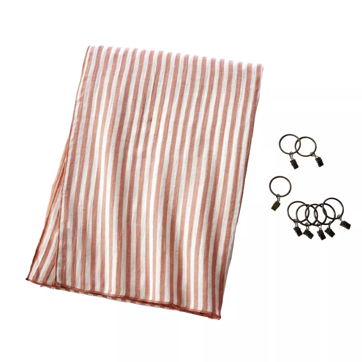 Höhenverstellbarer Musselin-Vorhang (140 x max 300 cm) Gaïa gestreift Apricot