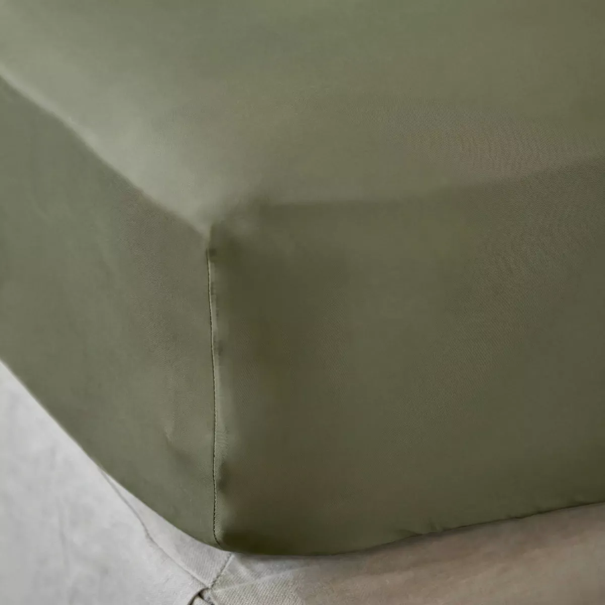 EM - Drap housse 200 x 200 cm Bambou SIENNA Romarin