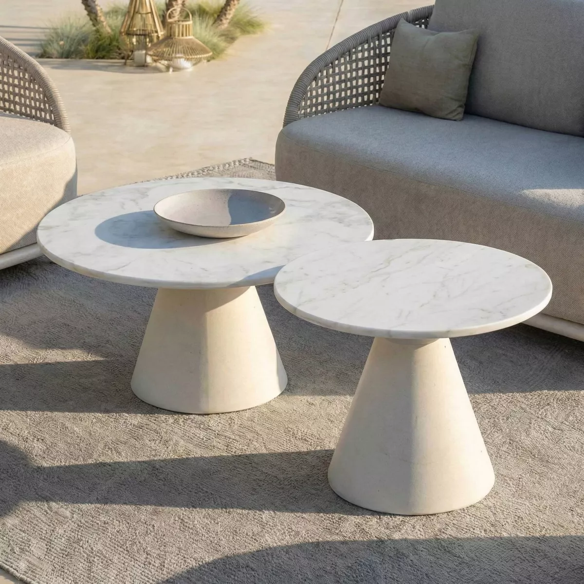 Tavolo da giardino rotondo in ceramica (D60 cm) Riviera Beige