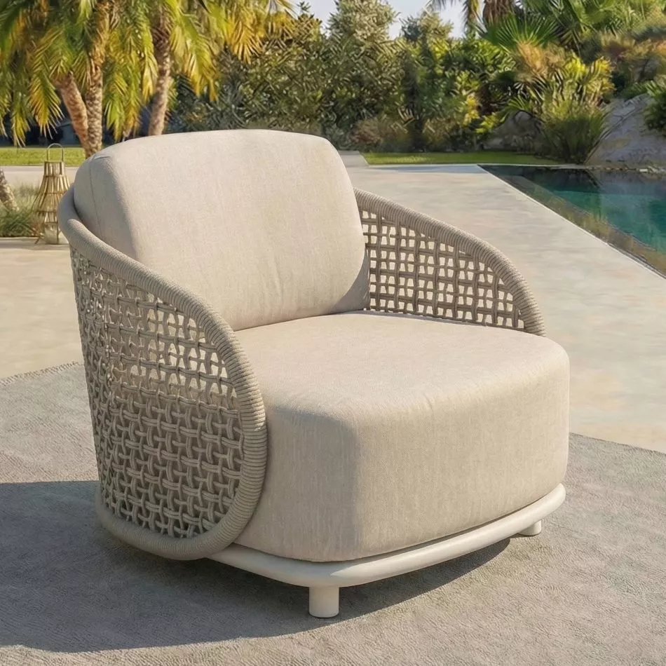 Set da giardino effetto rattan e alluminio 5 posti 5 pezzi Riviera Beige