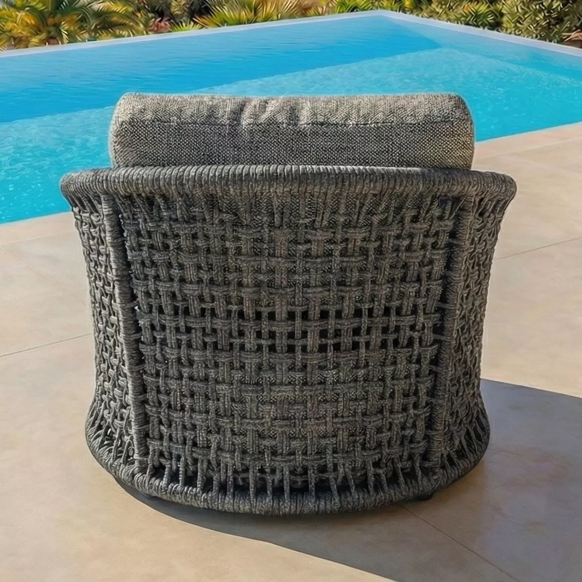 Set da giardino effetto rattan e alluminio 5 posti 5 pezzi Riviera Grigio antracite