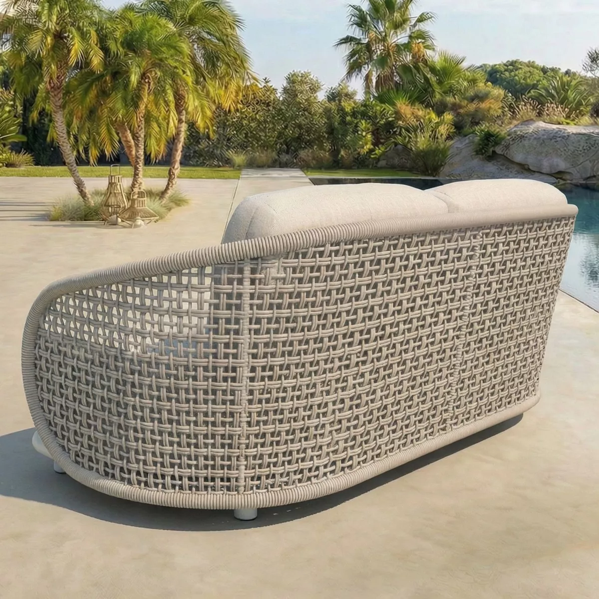 Set da giardino effetto rattan e alluminio 4 posti 5 pezzi Riviera Beige