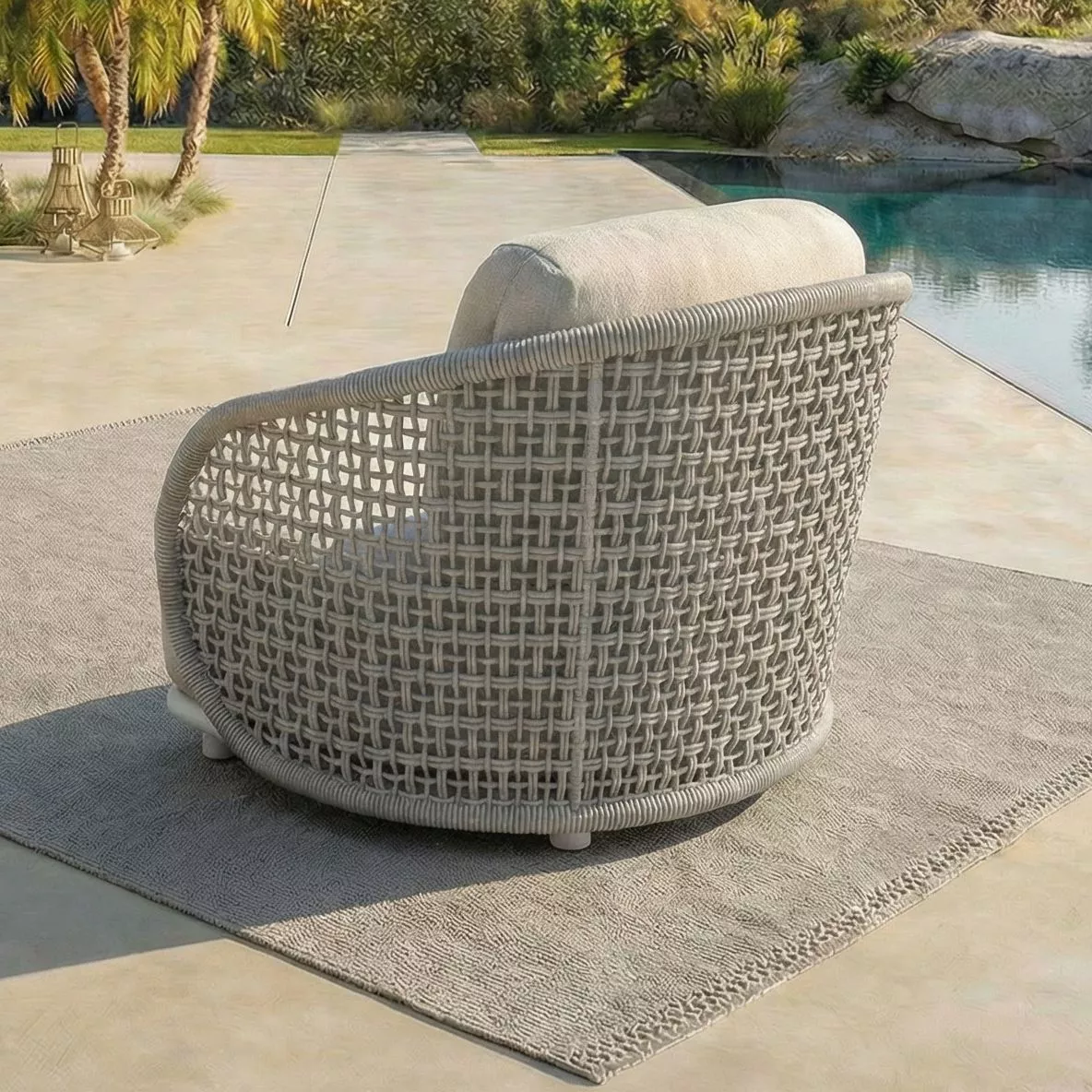 Set da giardino effetto rattan e alluminio 4 posti 5 pezzi Riviera Beige
