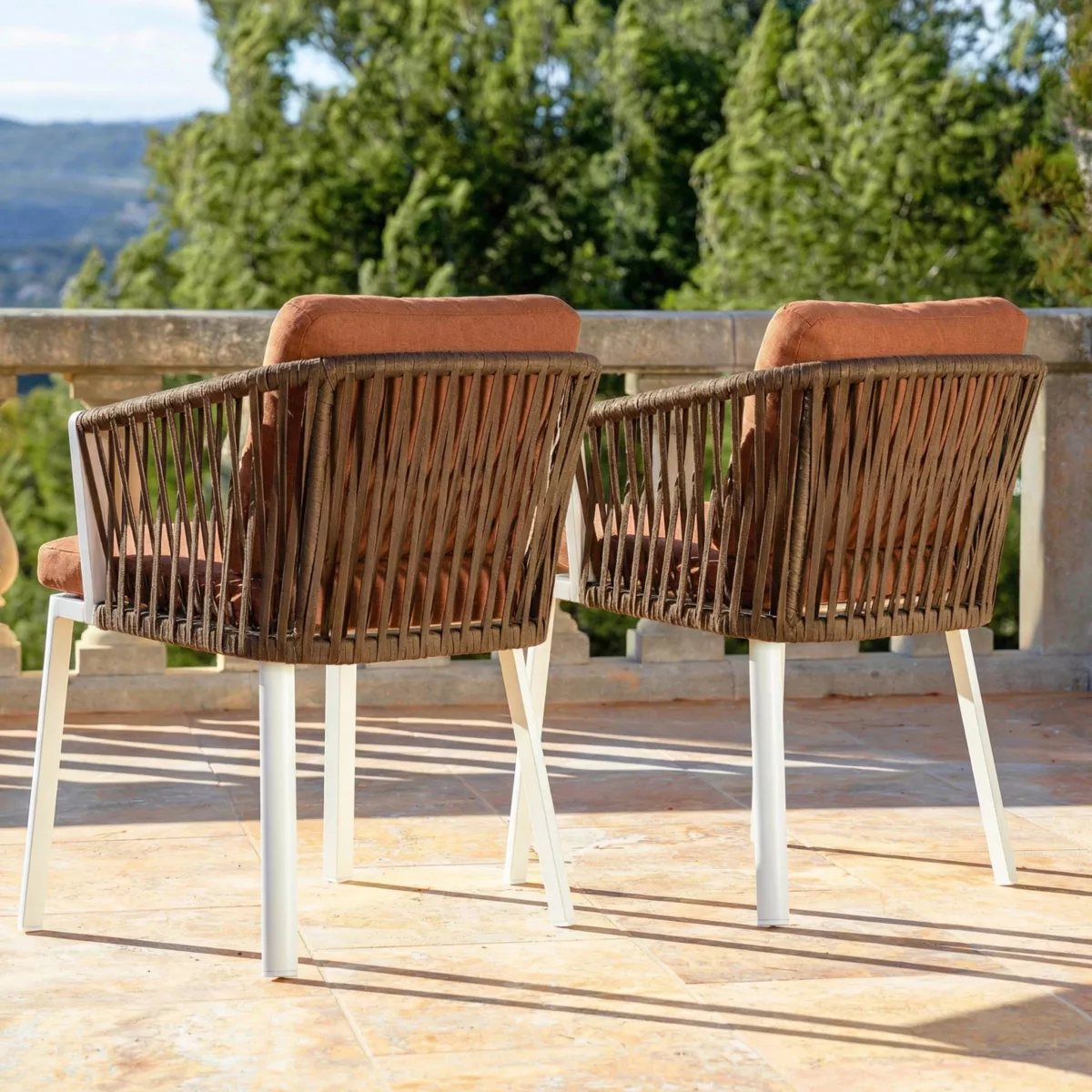 Set di 2 sedie da giardino in alluminio Amalfi Bianco e terracotta