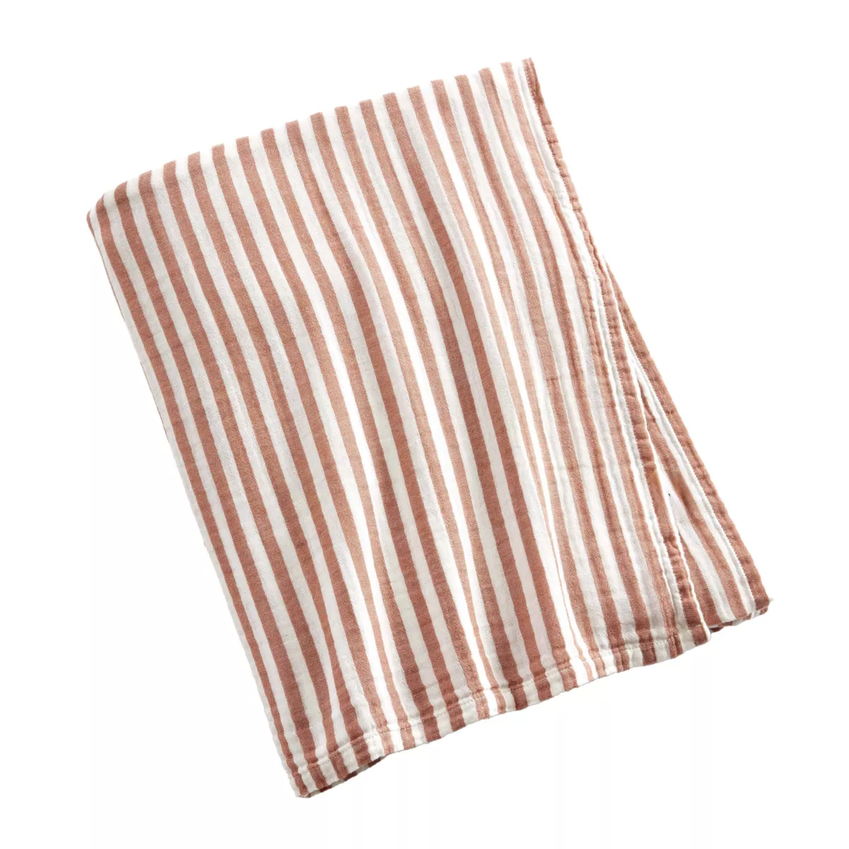 Mantel rectangular de gasa de algodón (150 x 350 cm) Gaïa rayas Albaricoque