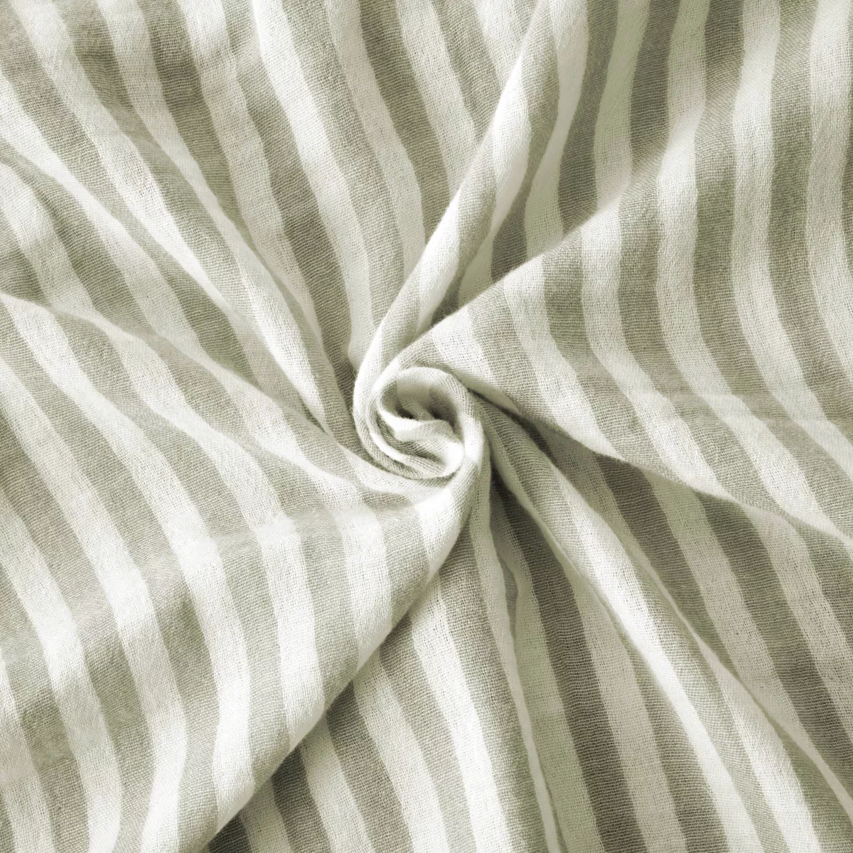 Mantel rectangular de gasa de algodón (150 x 350 cm) Gaïa rayas Verde eucalipto